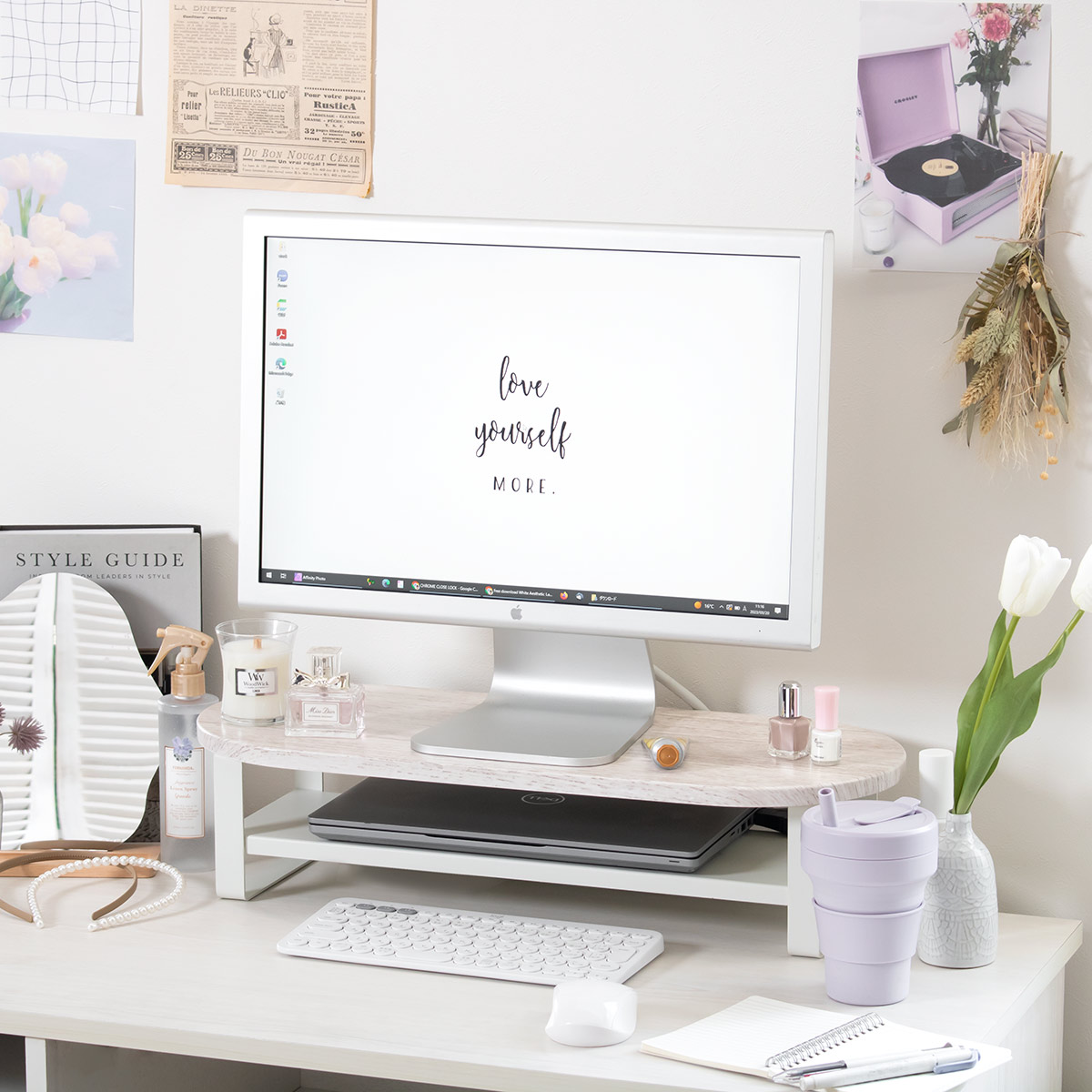 モニタースタンド 収納 卓上 パソコン 58cm （ モニター台 モニター