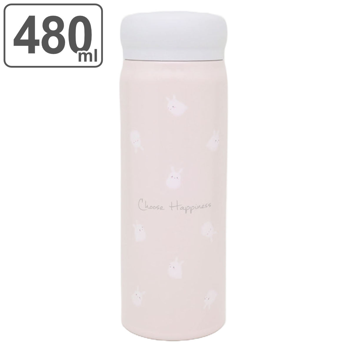 水筒 480ml 保温 保冷 Choose Happiness マグ （ 直飲み マグボトル ステンレスボトル 保温保冷両用 軽量 女子 うさぎ ）  : 416762 : リビングート ヤフー店 - 通販 - Yahoo!ショッピング