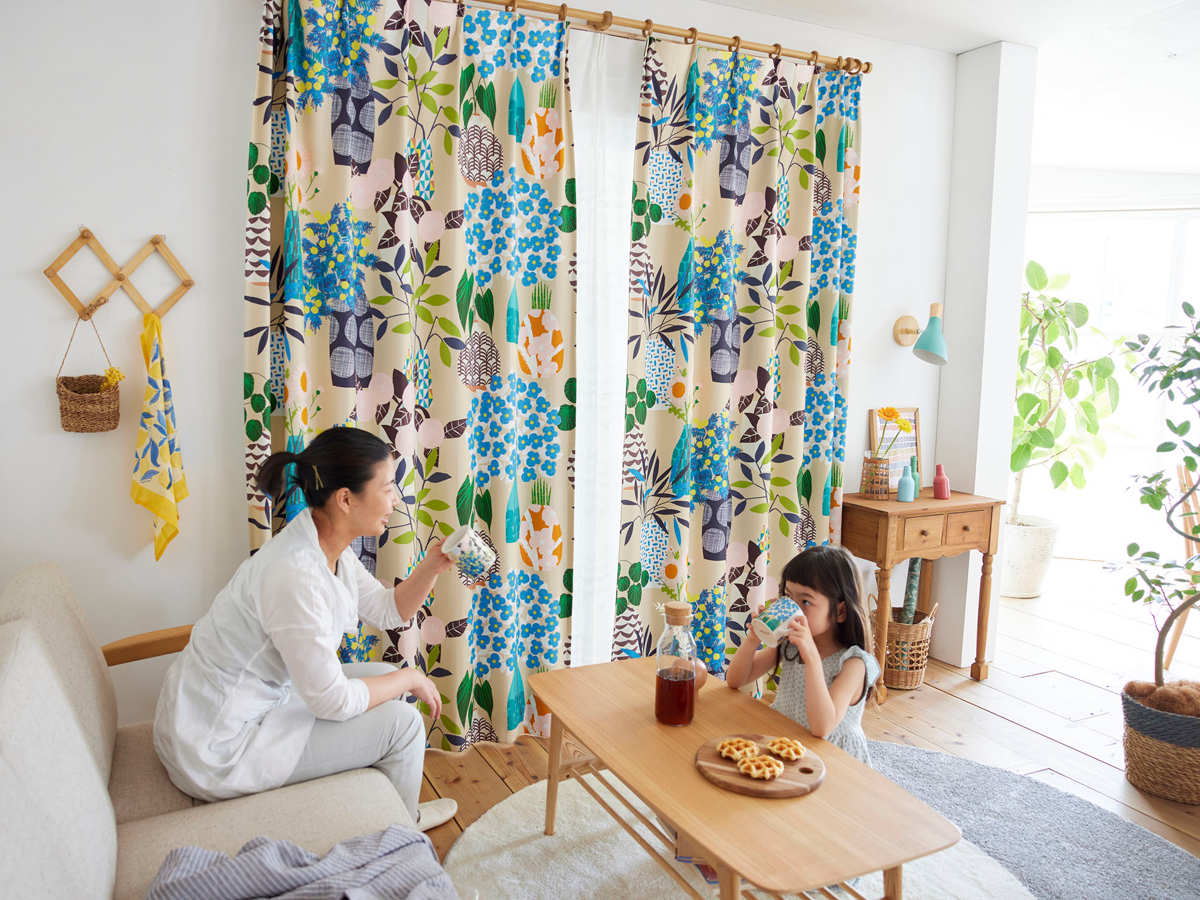 スミノエ カーテン フラワーポット 遮光2級 100×135cm 1枚入り