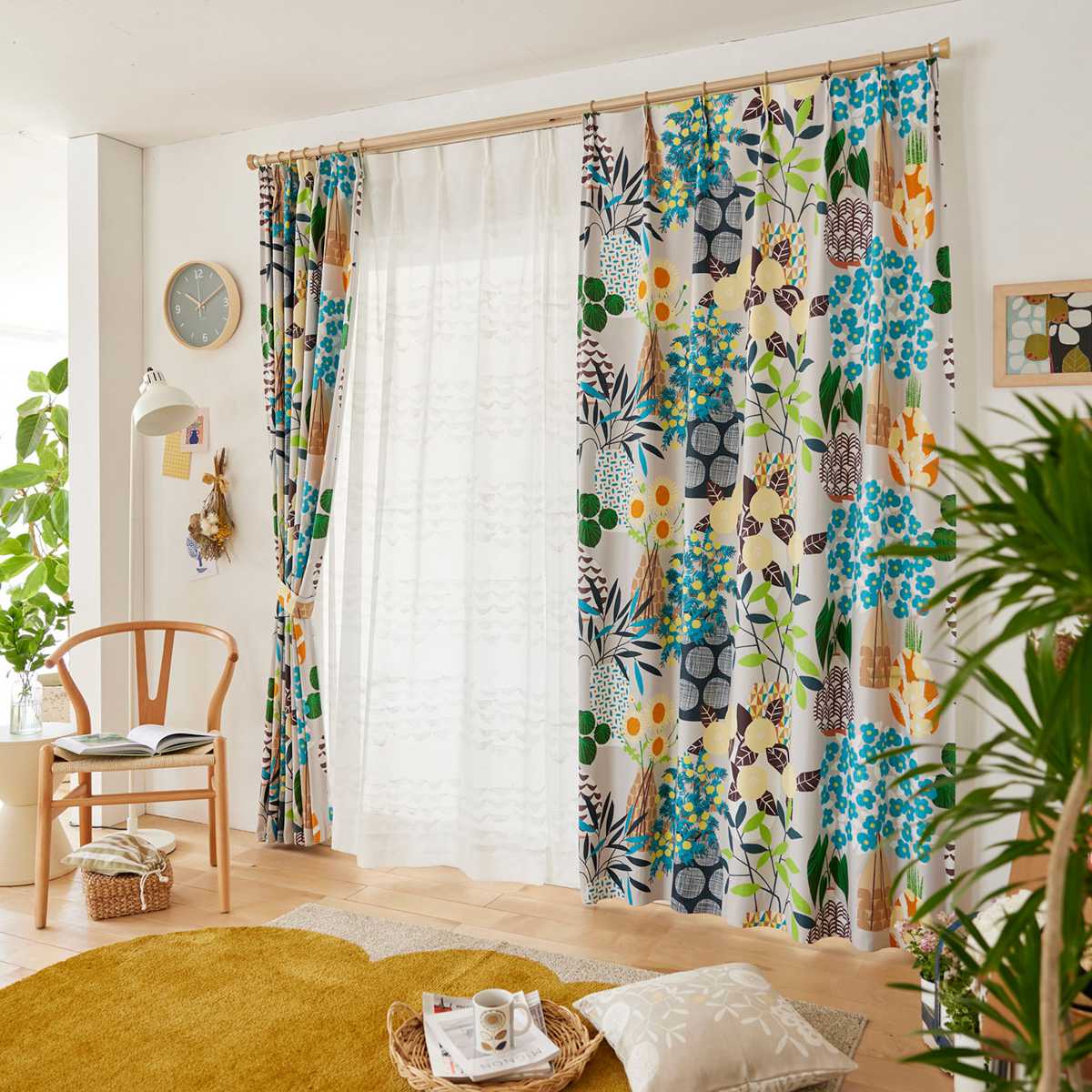 スミノエ カーテン フラワーポット 遮光2級 100×135cm 1枚入り