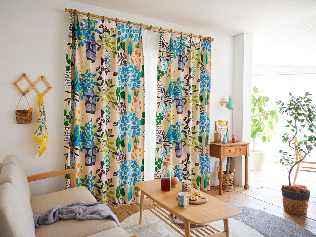 スミノエ カーテン フラワーポット 遮光2級 100×135cm 1枚入り