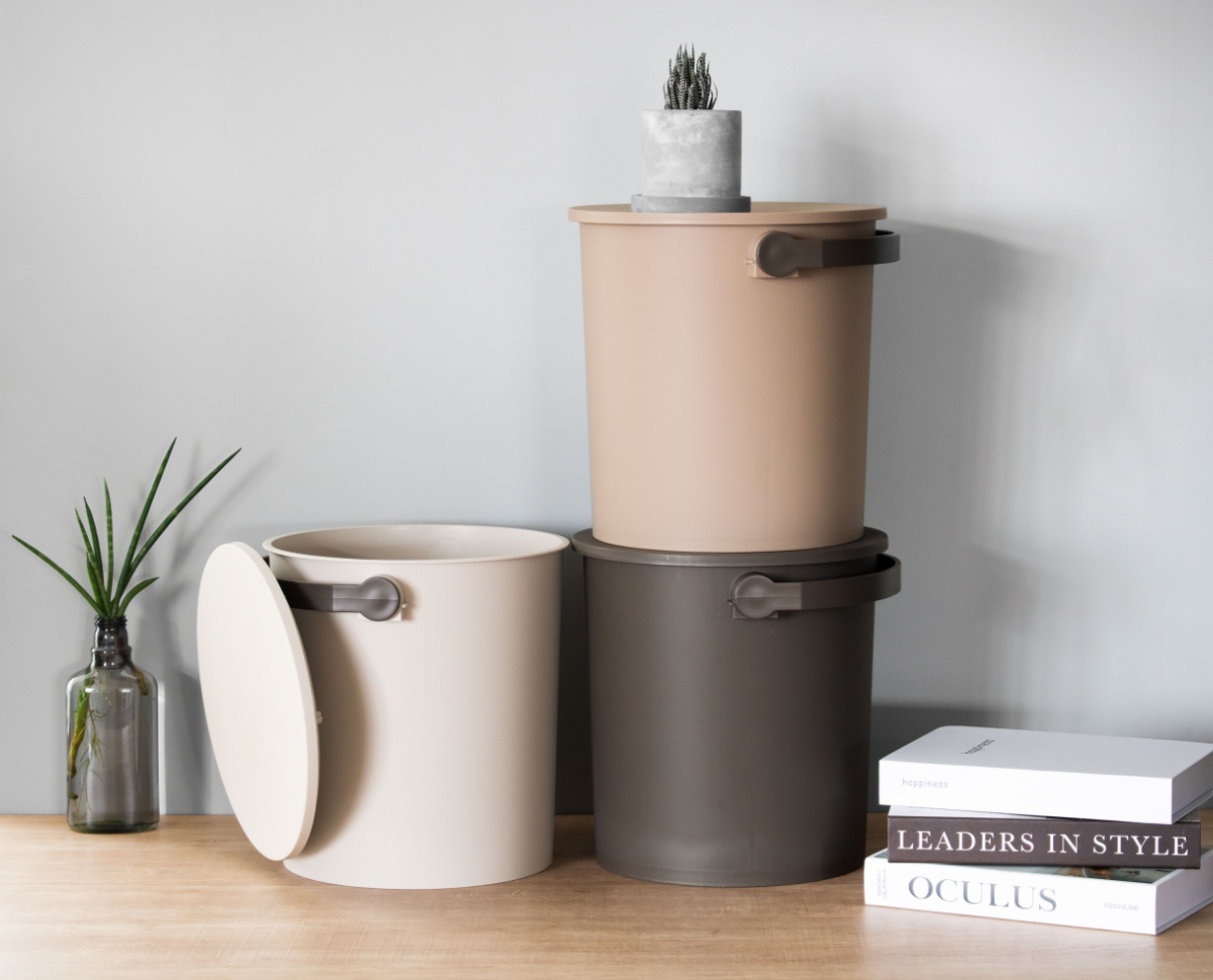 JEJアステージ バスケット お米を使った蓋付バケット 15L ライスレジン