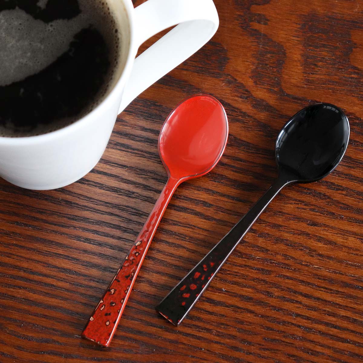 工房アイザワ 純銅鎚目文 朱塗り デミタススプーン （ aizawa 日本製