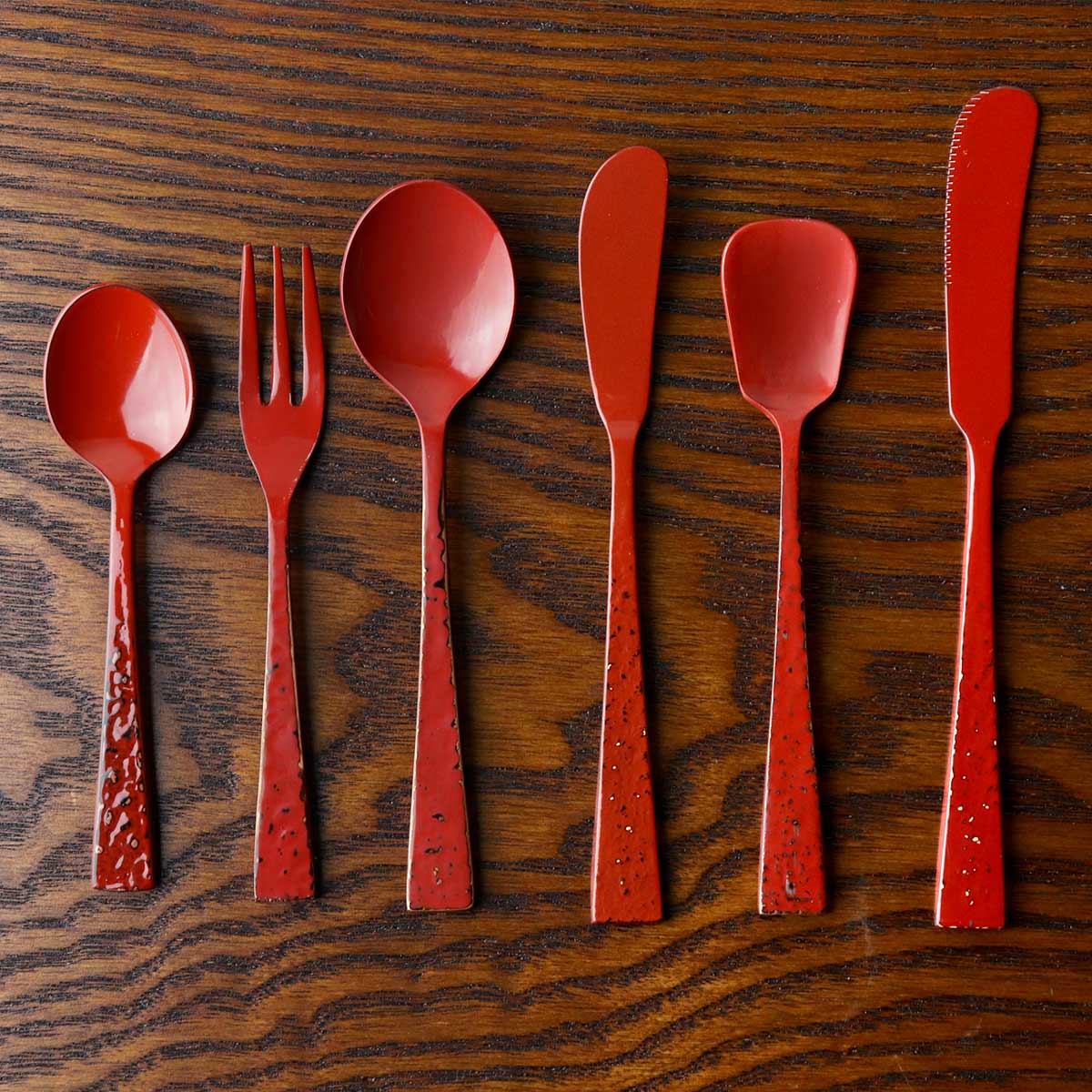 漆器　コーヒー椀スプーン付き 工房アイザワ 純銅鎚目文 朱塗り デミタススプーン （ aizawa 日本製