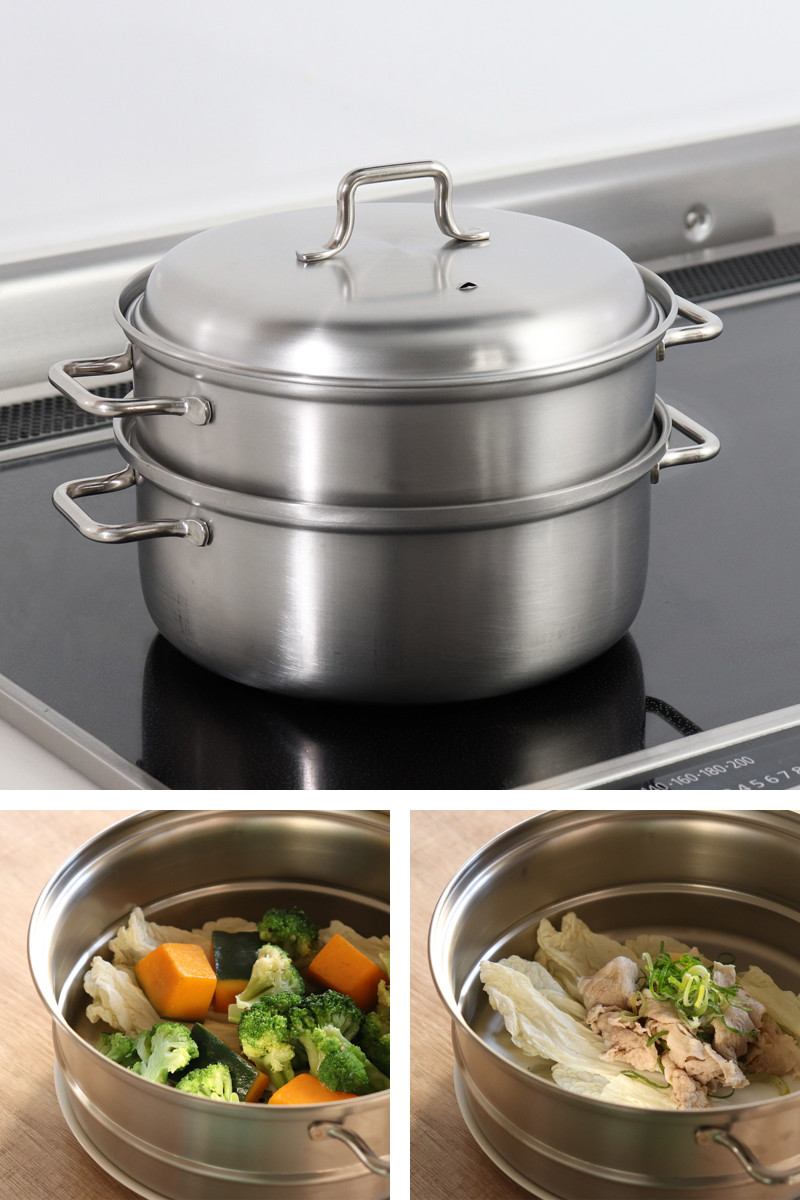 工房アイザワ ブラックピーマン 200V スチーマー 18cm （ 蒸し器 鍋