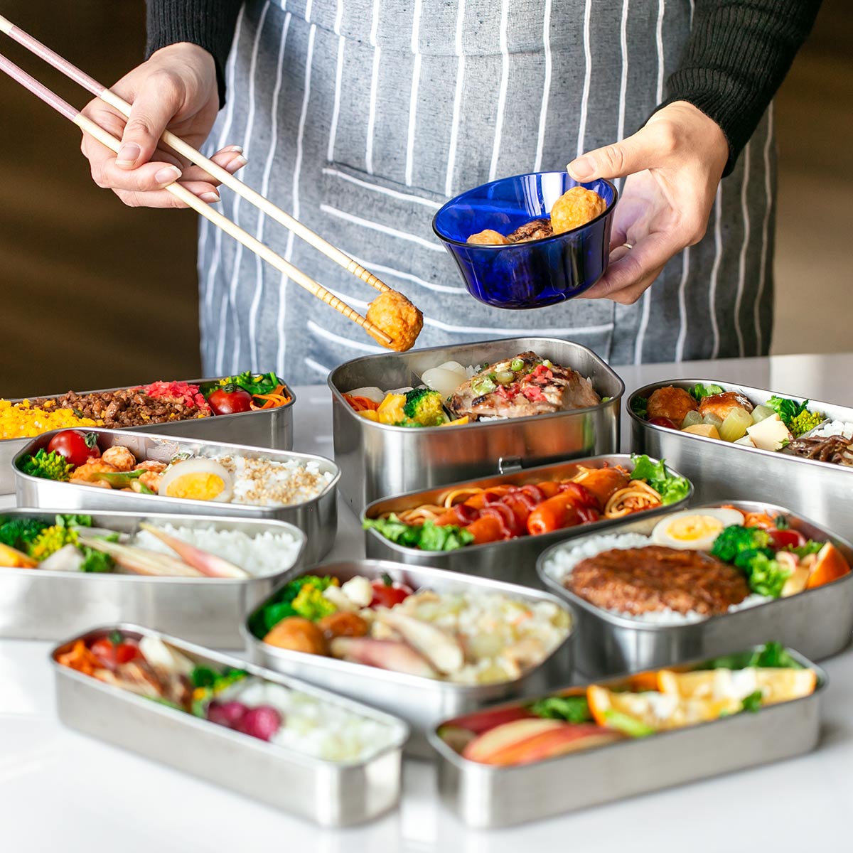 工房アイザワ 弁当箱 700ml UTILE 角長ランチボックス スリム 2段