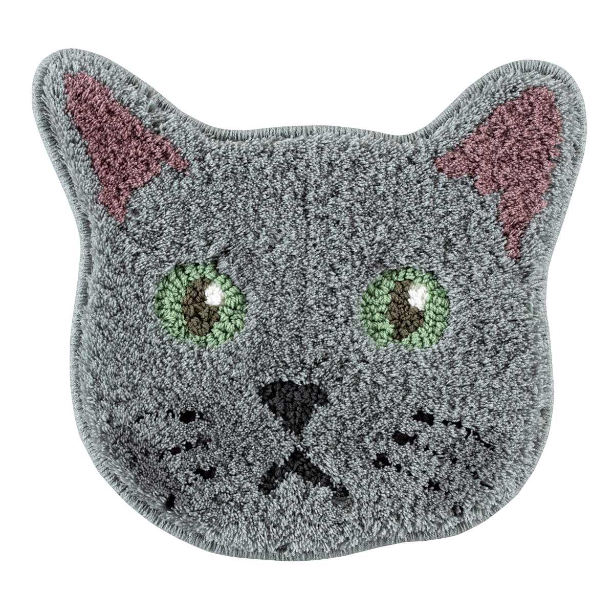 さび猫 ギャッベ　チェアパッド スミノエ チェアパッド ネコカオ 35cm×38cm 日本製 （ ネコ