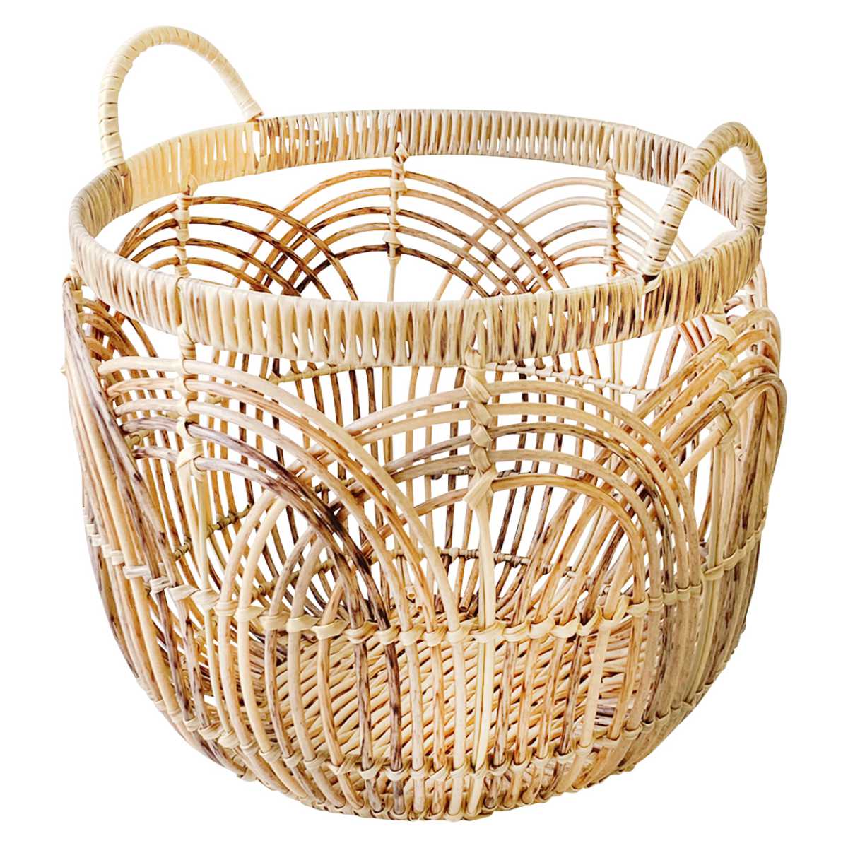 ラウンドバスケット Lサイズ トーク ペタル フェイクラタン