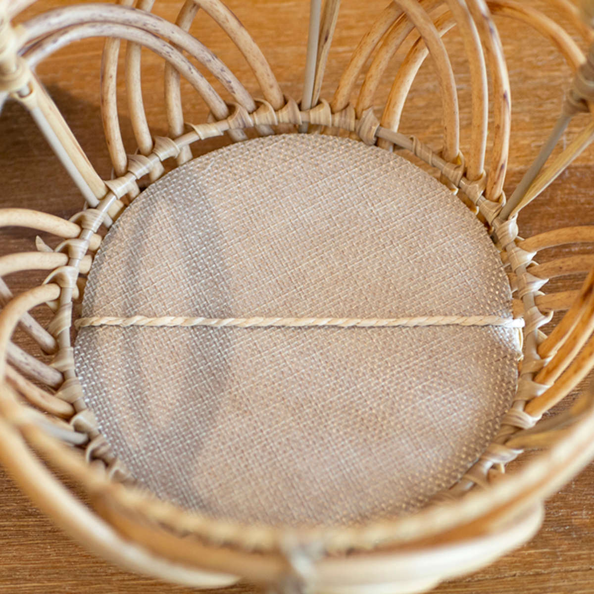 ラウンドバスケット Lサイズ トーク ペタル フェイクラタン