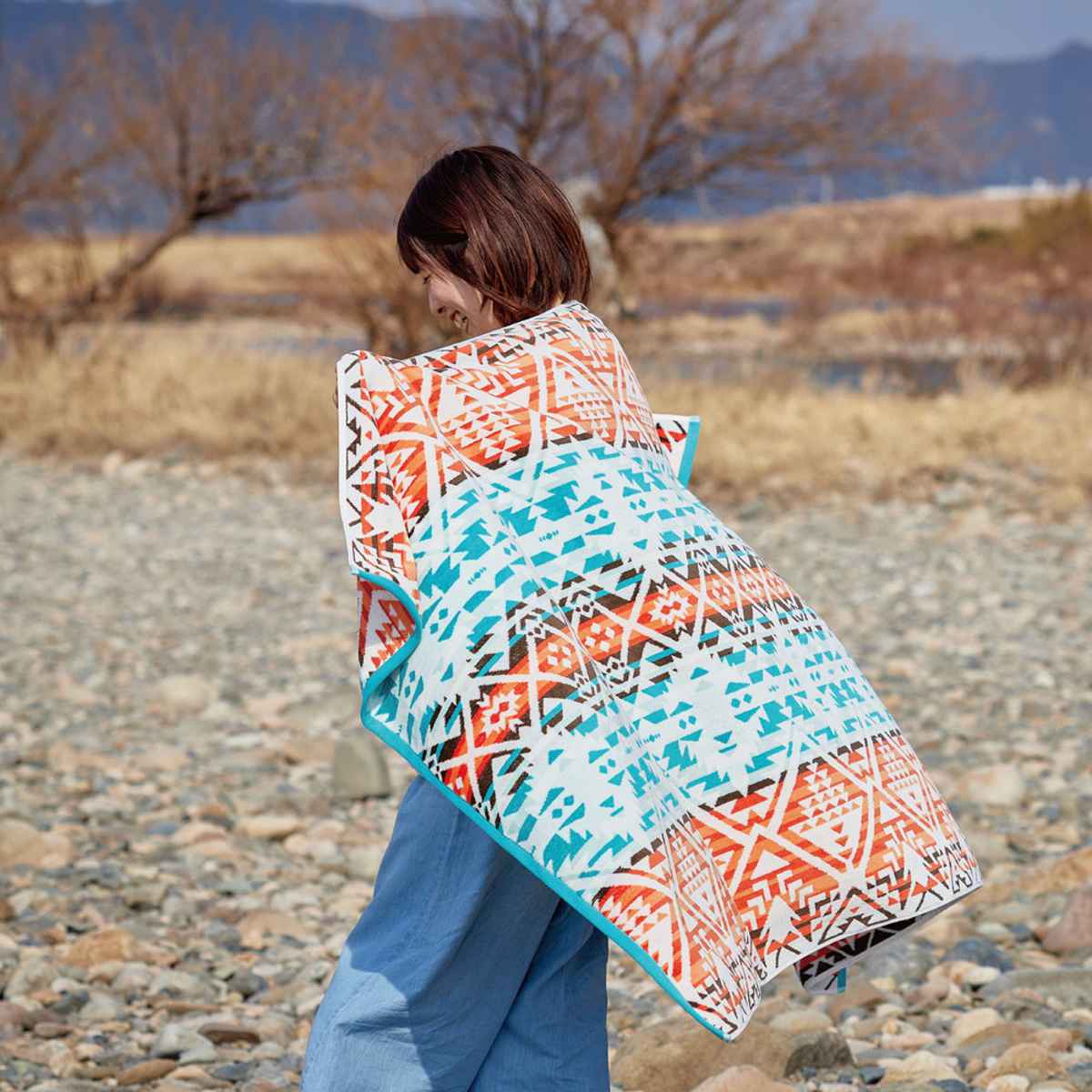 タオルブランケット 100×178cm ヘビーウェイトの育てる ネイティブ柄