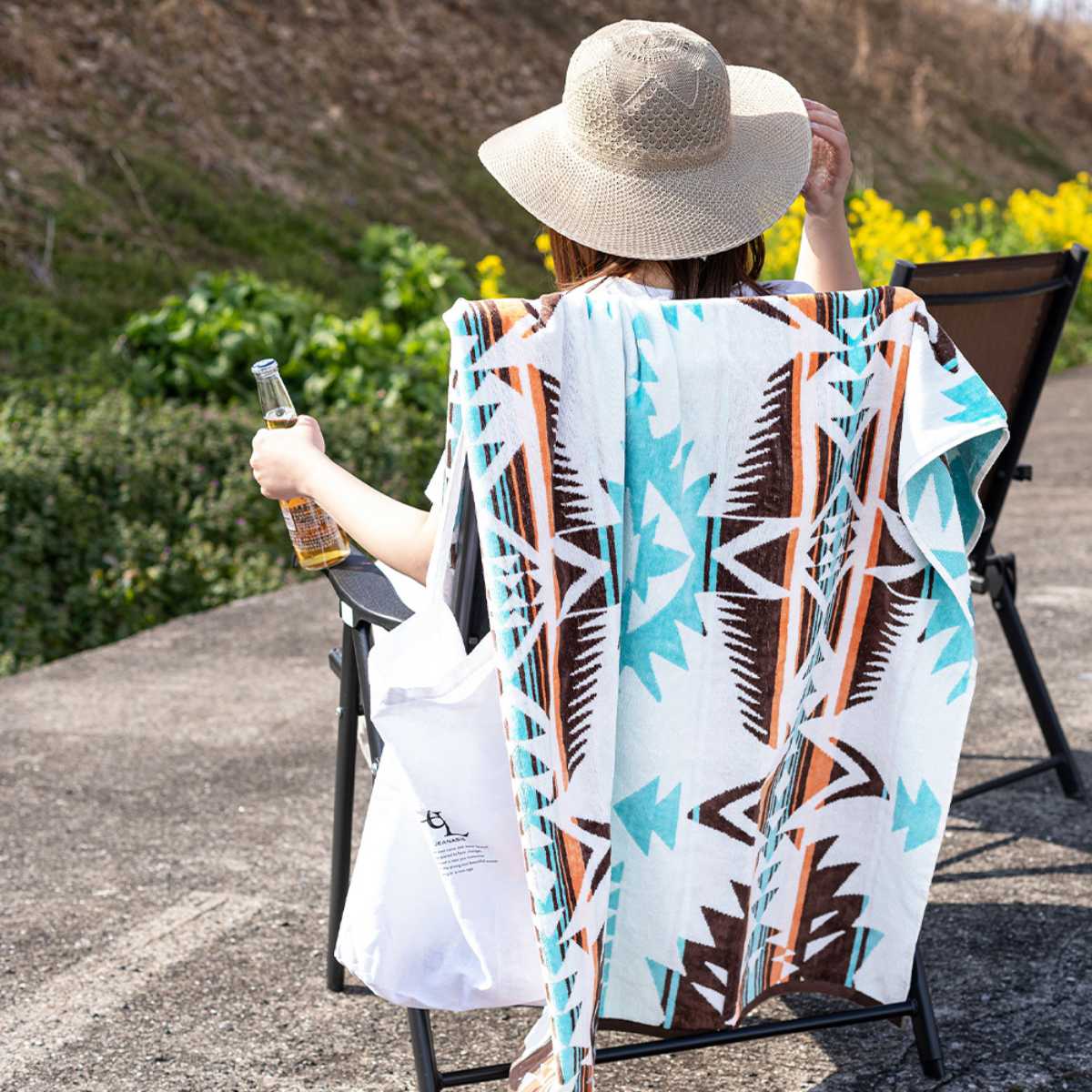 中古　スリーブ　ダル太夫 タオルブランケット 100×178cm ヘビーウェイトの育てる ネイティブ柄