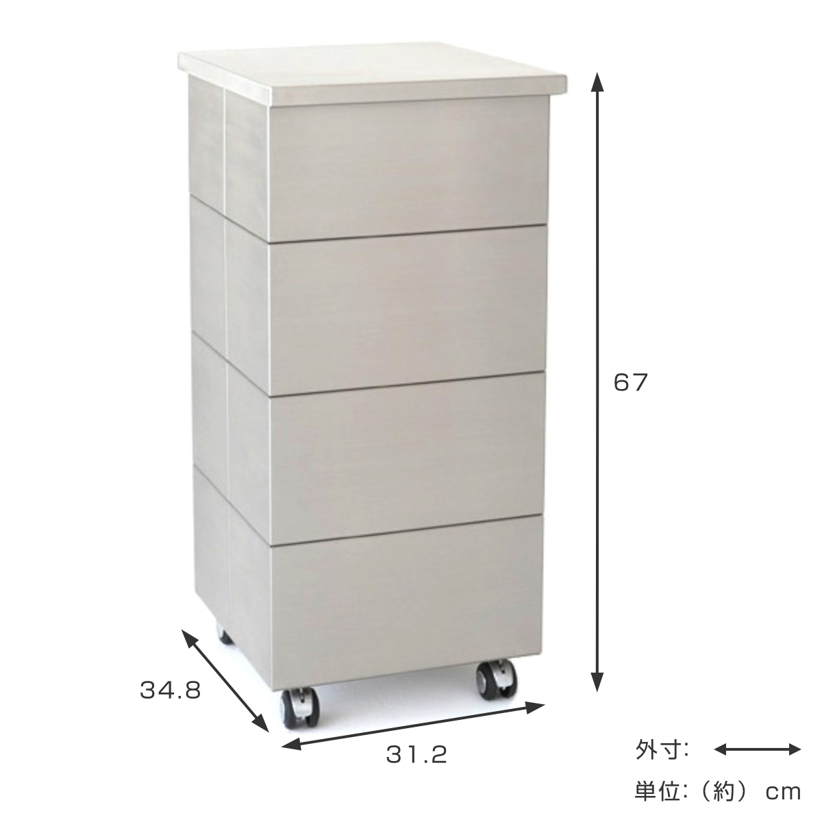 ゴミ箱 45L CUBOID シングル ステンレス蓋 （ KENNER ごみ箱 45リットル papperskorg 大容量 分別 ふた付き 高級 ）_2