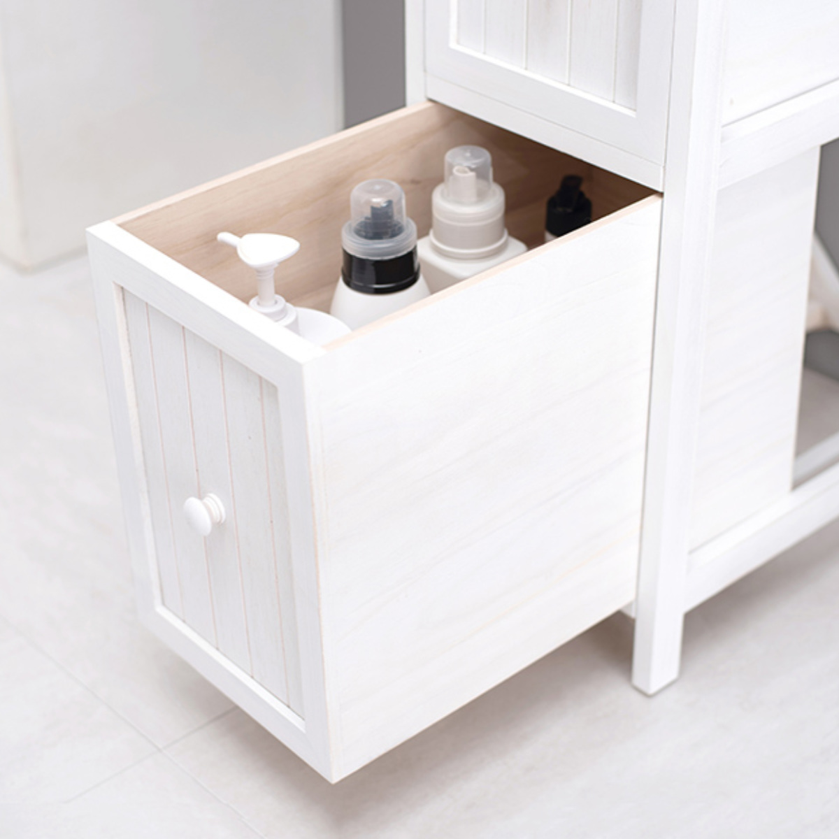 HAGiHARA（萩原） 棚付チェスト すき間収納 シャビーウッド