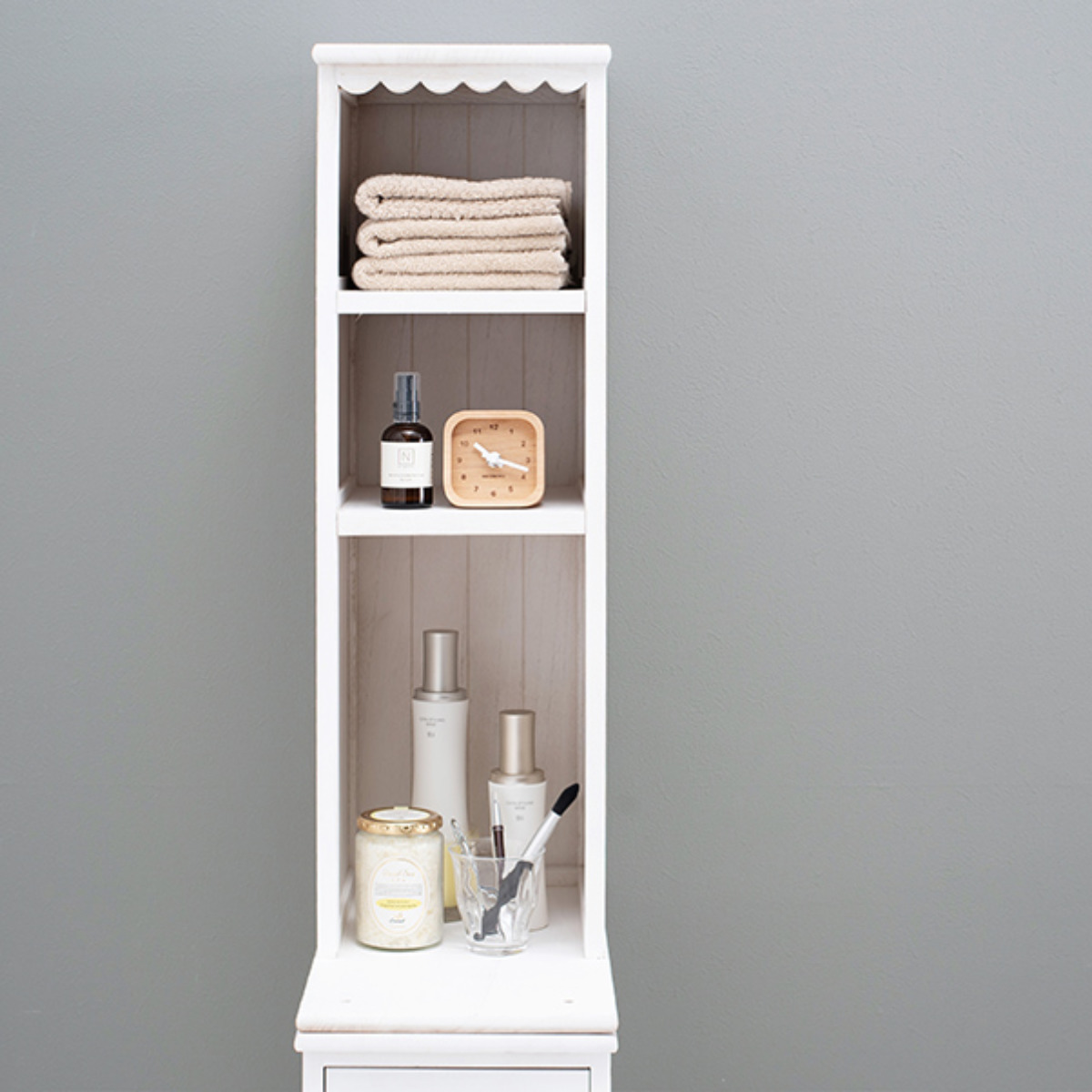 HAGiHARA（萩原） 棚付チェスト すき間収納 シャビーウッド