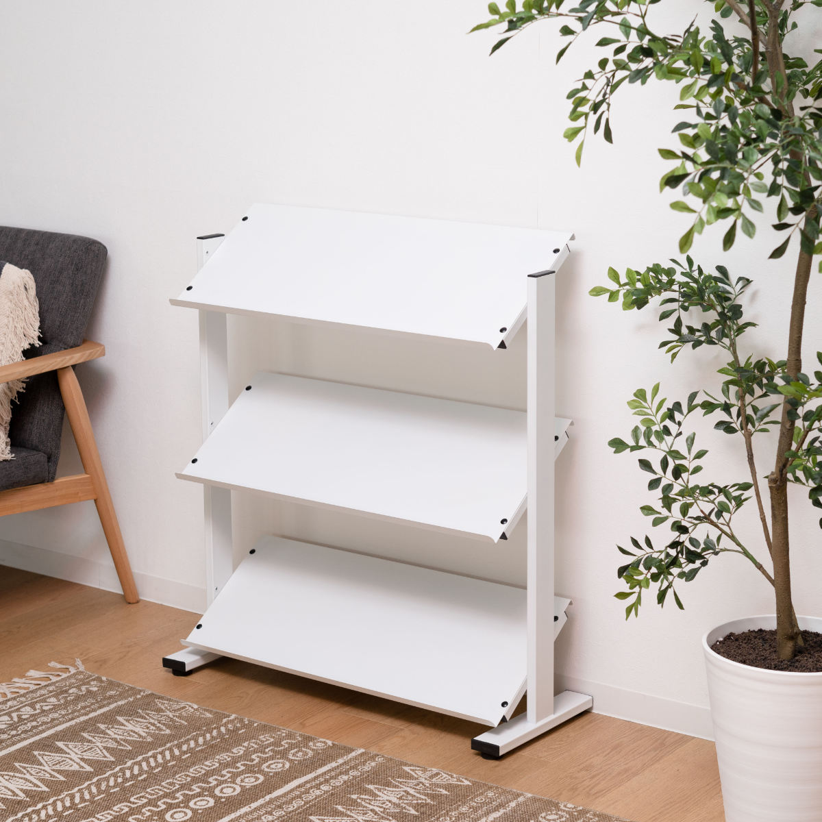 マガジンラック TYPE3 インテリア　ラック　棚 東谷 マガジンラック 3段 棚板角度調整 シェルフ スチール製 約幅