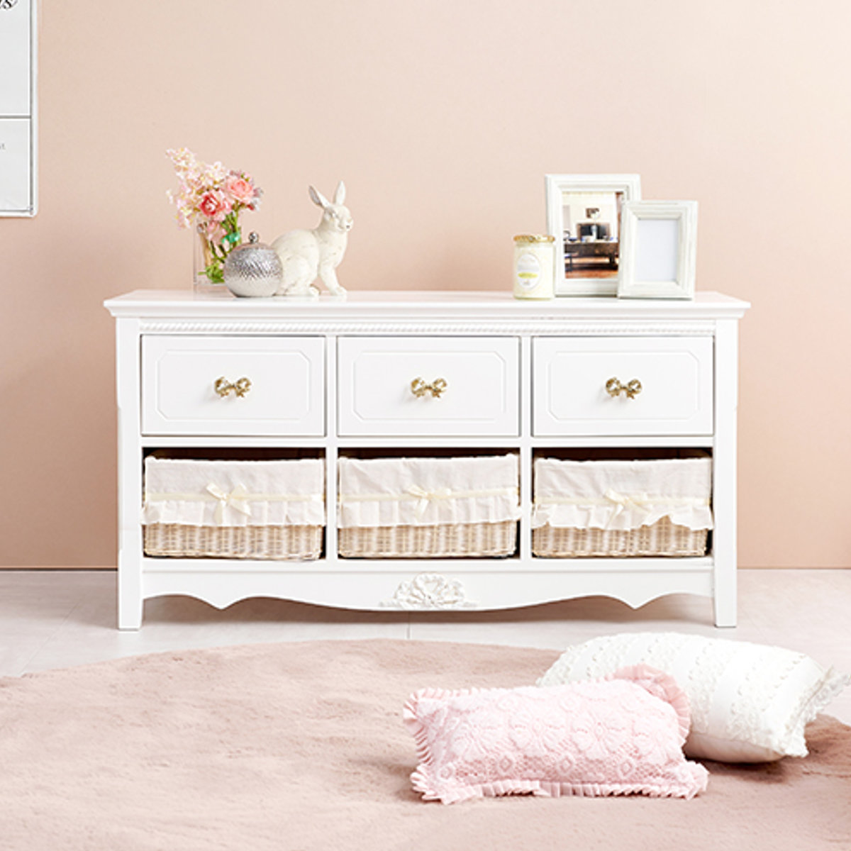 白家具　花柄　チェスト　バスケット　収納　籠 白家具 花柄 チェスト バスケット 収納 籠 15 家具・インテリア 白家具