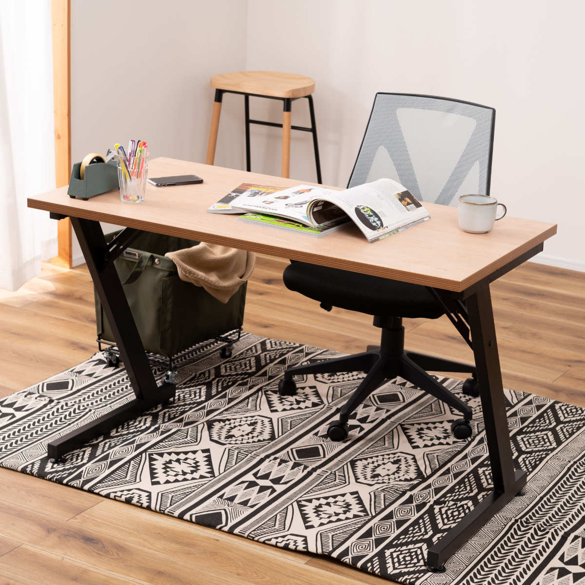 東谷 デスク 幅120cm アジャスター付き （ 木目調 おしゃれ パソコン