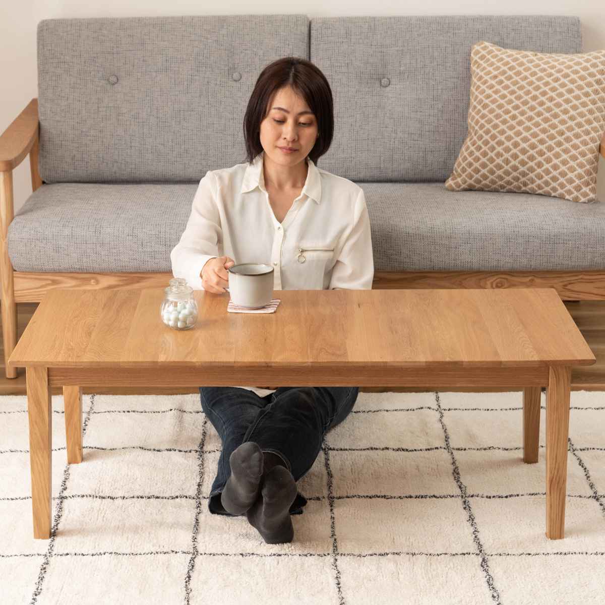 東谷 ローテーブル 高さ38cm 天然木 組立品 （ 座卓 小さめ 北欧