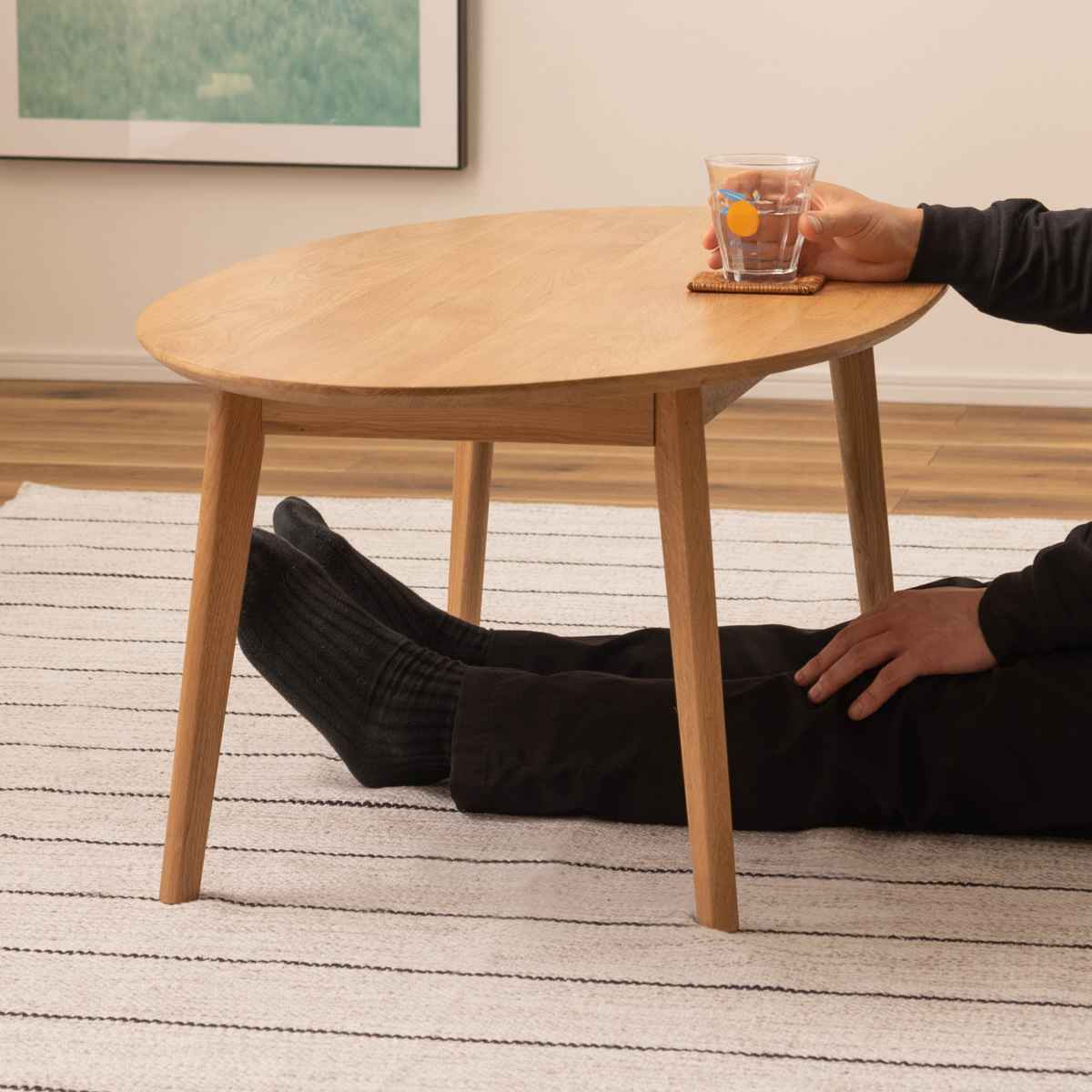 東谷 ローテーブル 高さ38cm 天然木 組立品 （ 座卓 大きめ 北欧