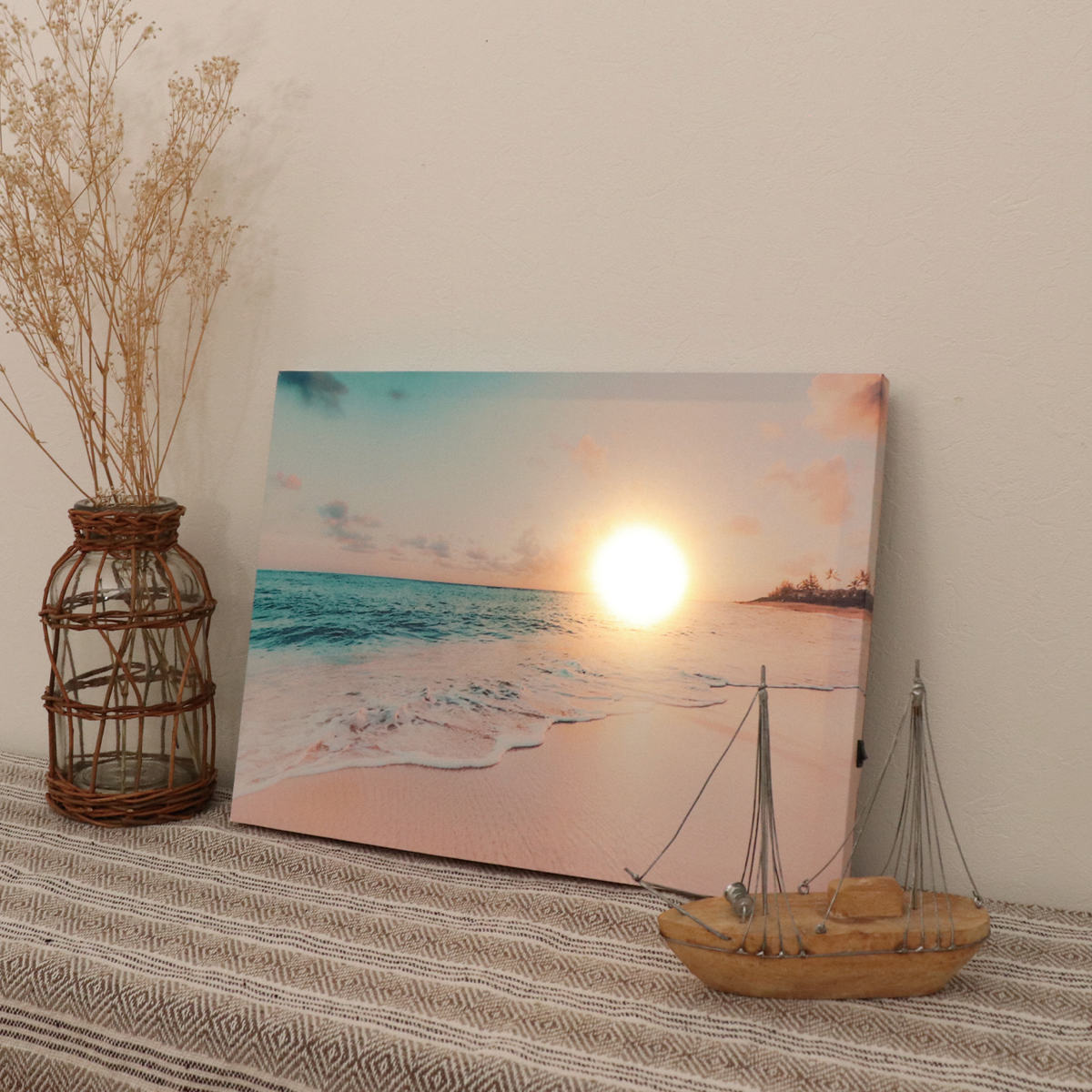 東洋ケース（TOYOCASE） LEDキャンバスアート 海 夜景 40×30cm （ LED