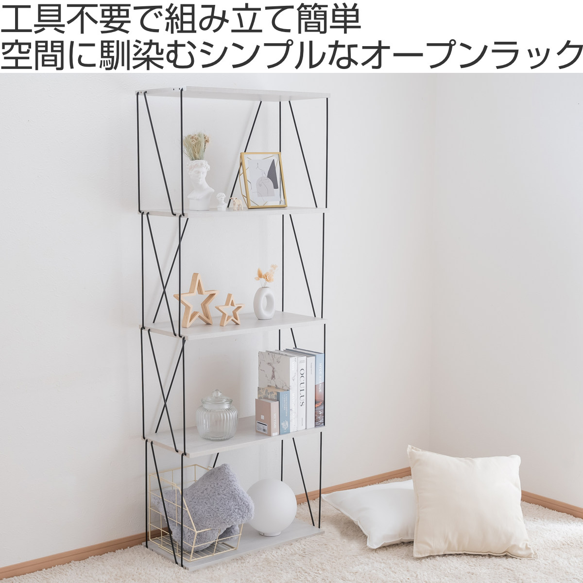 不二貿易（Fuji Boeki） EZBO ワイヤーラック 5段 幅61cm 工具不要