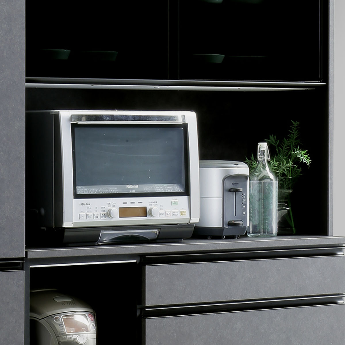 レンジボード ブラックガラス セラミック調 ハイグロスシート 約幅 