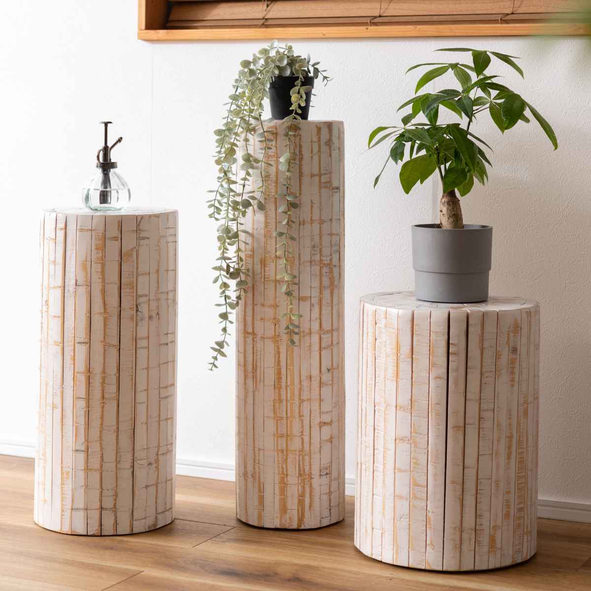 プランタースタンド グリーンベース 高さ40×直径30cm 木製 （ フラワースタンド 花台 飾り台 フラワー スタンド 丸太 木 丸 室内 ）_7