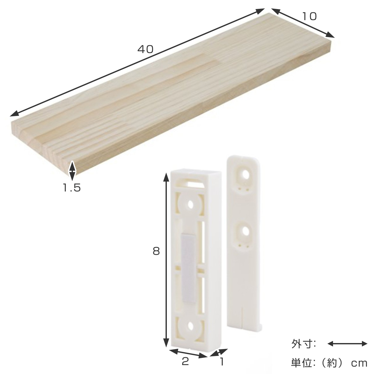 ナゲシレール ブラケット・木材セット 幅40c...の詳細画像2