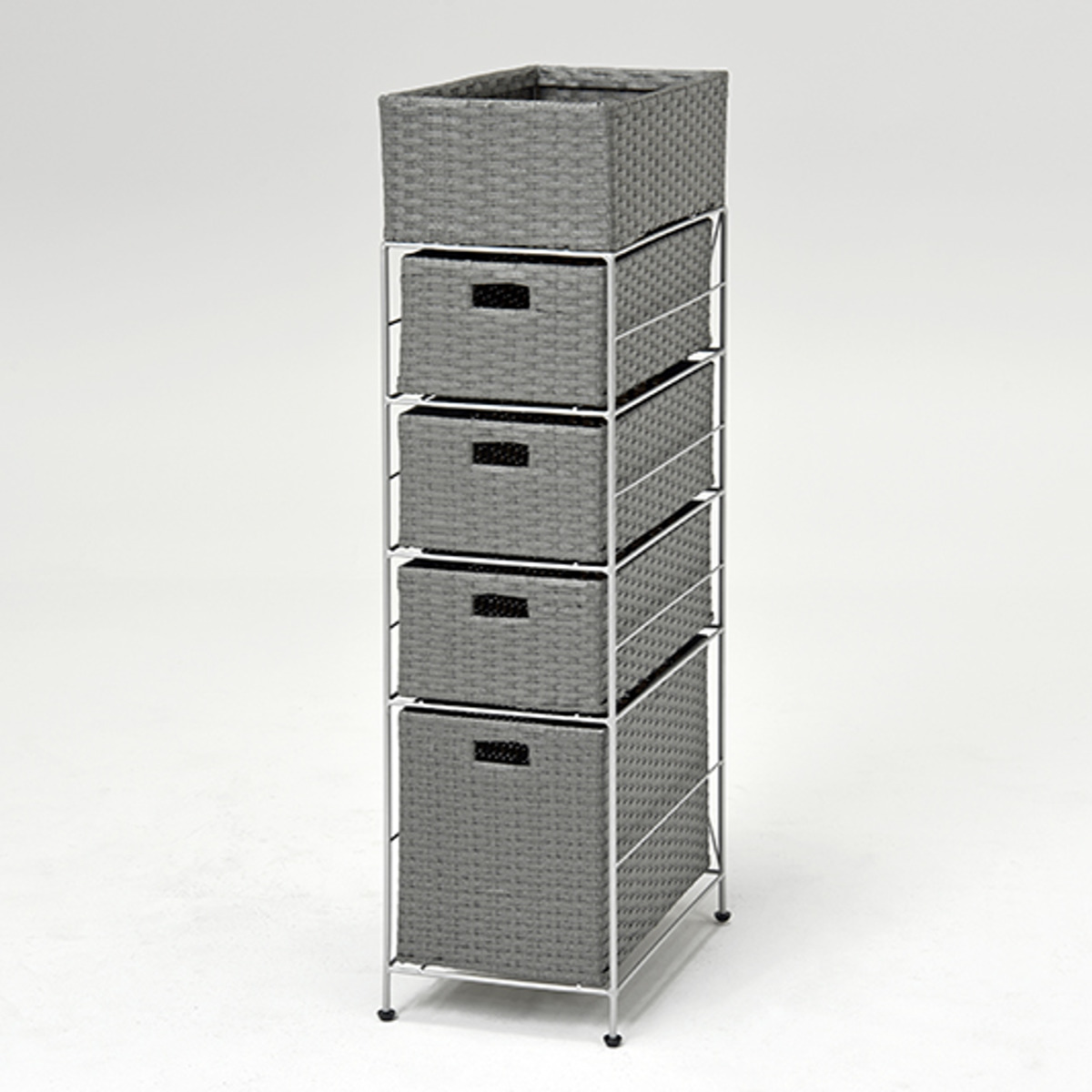 HAGiHARA（萩原） ランドリーチェスト 4段 幅25.5cm かご付 スチール