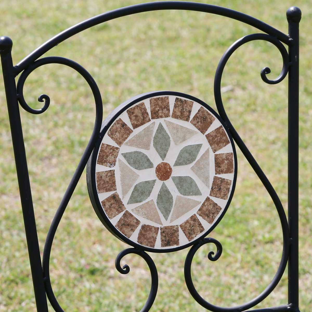 不二貿易（Fuji Boeki） ガーデンチェア モザイクチェア 花柄 2脚