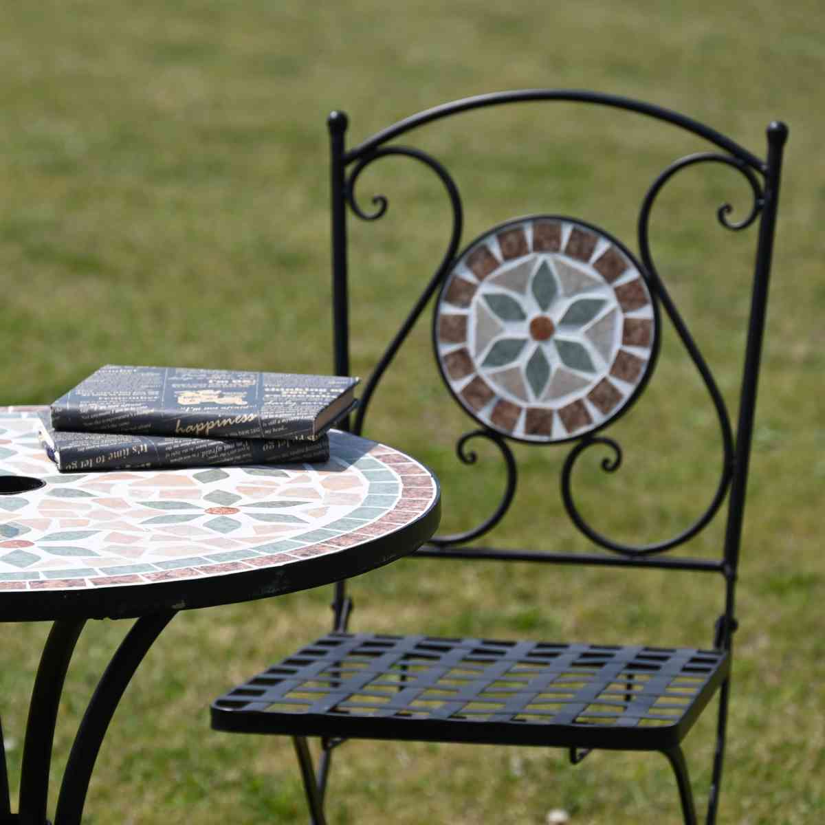 不二貿易（Fuji Boeki） ガーデンチェア モザイクチェア 花柄 2脚