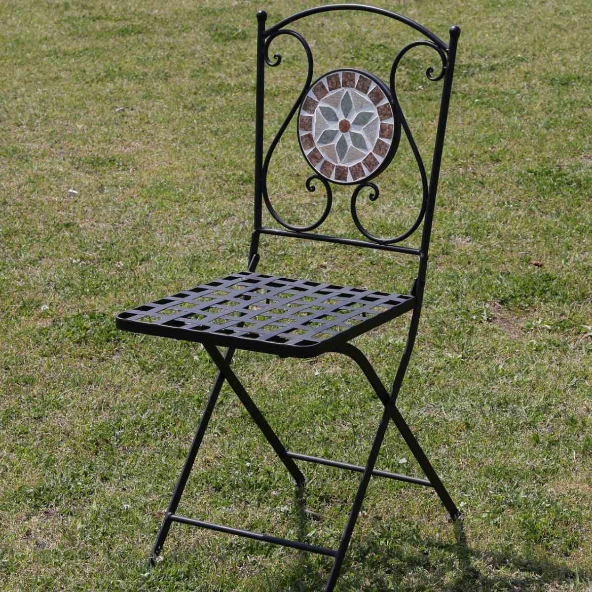 不二貿易（Fuji Boeki） ガーデンチェア モザイクチェア 花柄 2脚