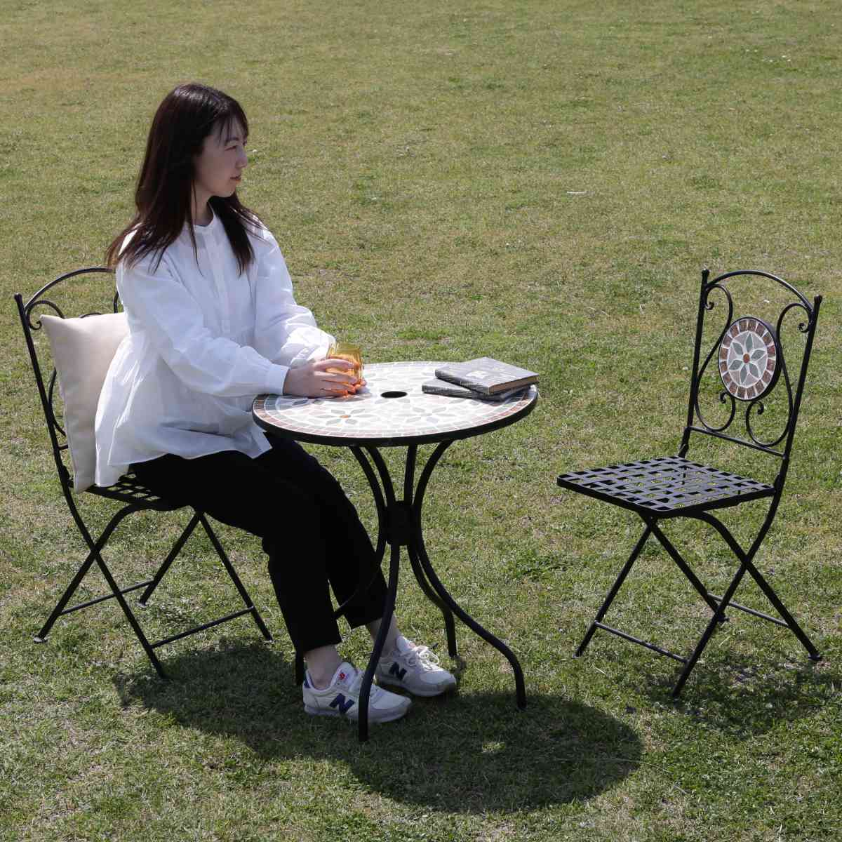 不二貿易（Fuji Boeki） ガーデンチェア モザイクチェア 花柄 2脚