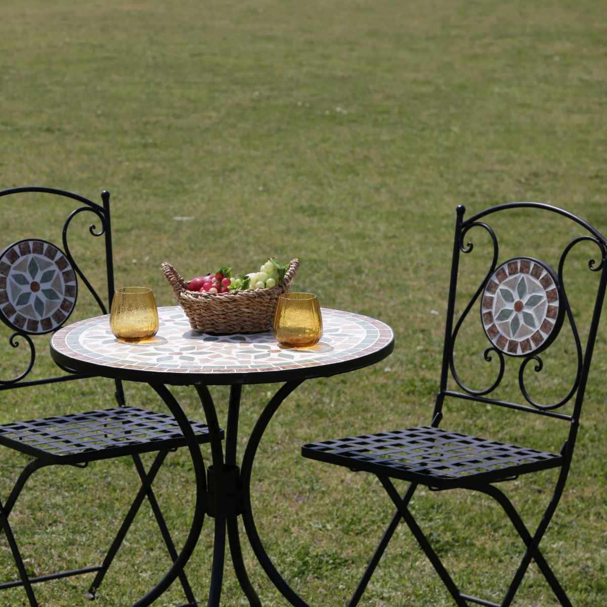 不二貿易（Fuji Boeki） ガーデンチェア モザイクチェア 花柄 2脚