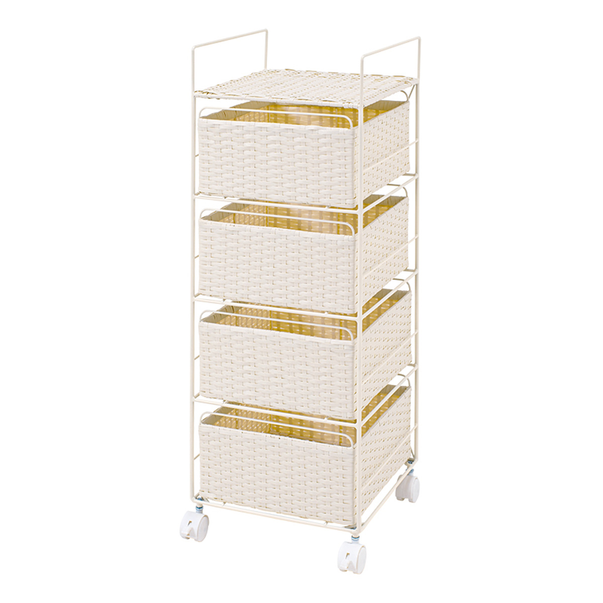 HAGiHARA（萩原） ランドリーチェスト 4段 幅30cm 高さ85cm キャスター