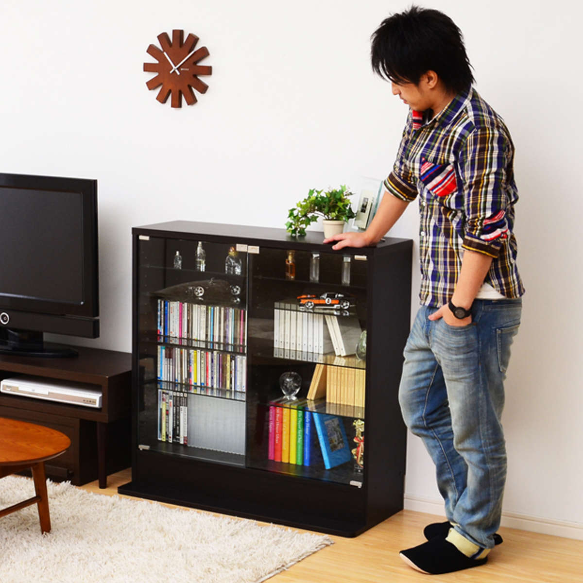 ホームテイスト（HOME taste） コレクションラック 幅90cm ワイド ロー