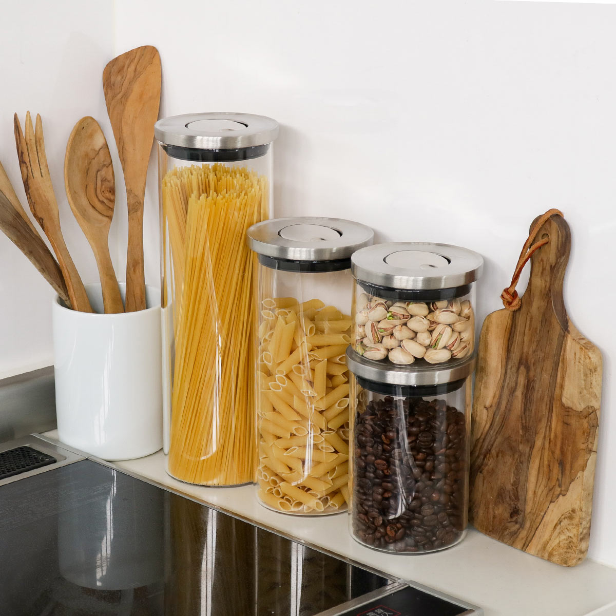 SALUS 保存容器 プレス キャニスター パスタ （ セイラス 密閉 ガラス