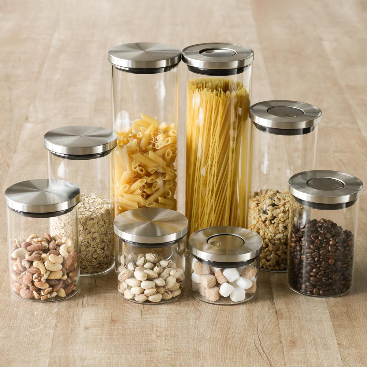 SALUS 保存容器 プレス キャニスター パスタ （ セイラス 密閉 ガラス