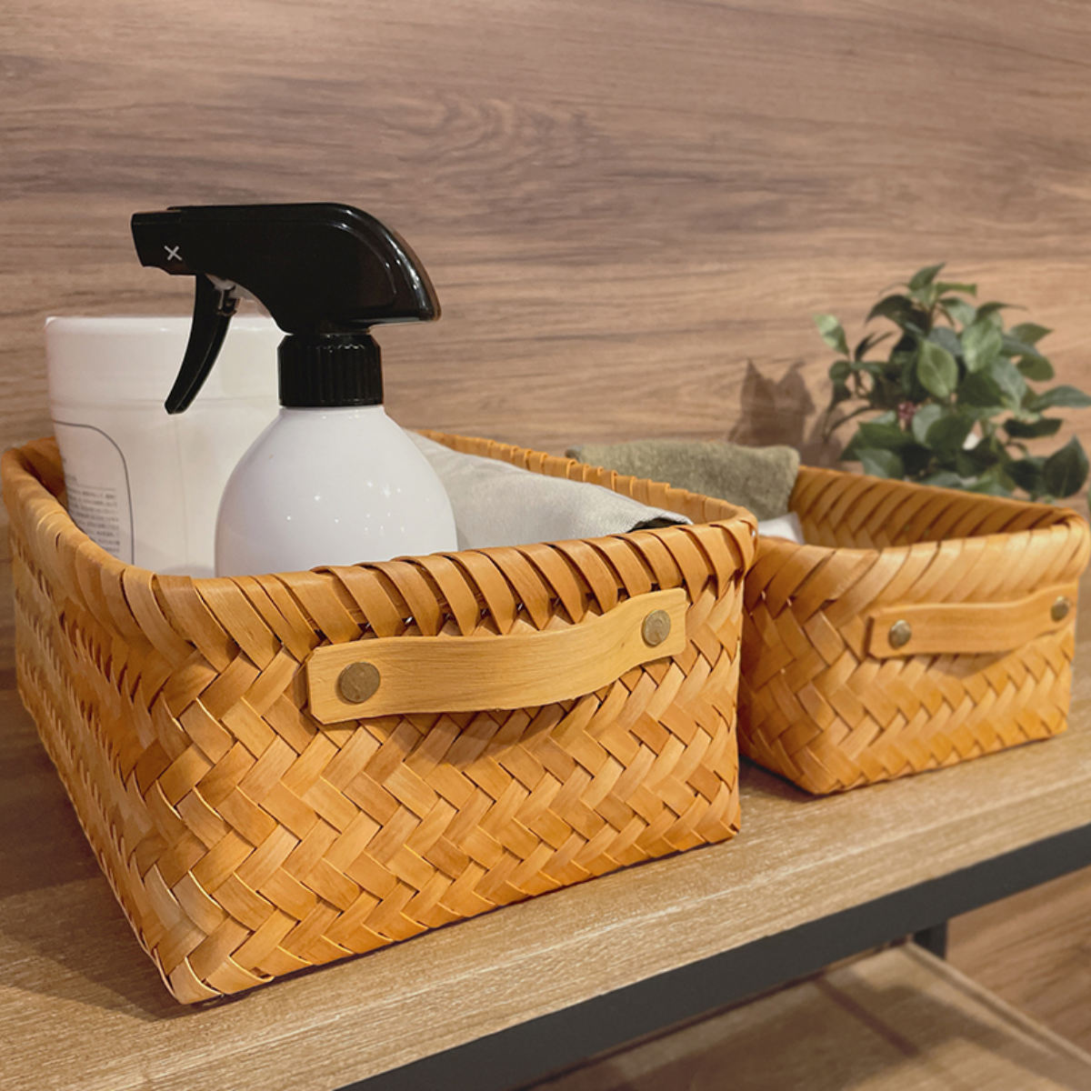 バスケット ノルディック 経木バスケット 両手付 スクエアS （ Nordic