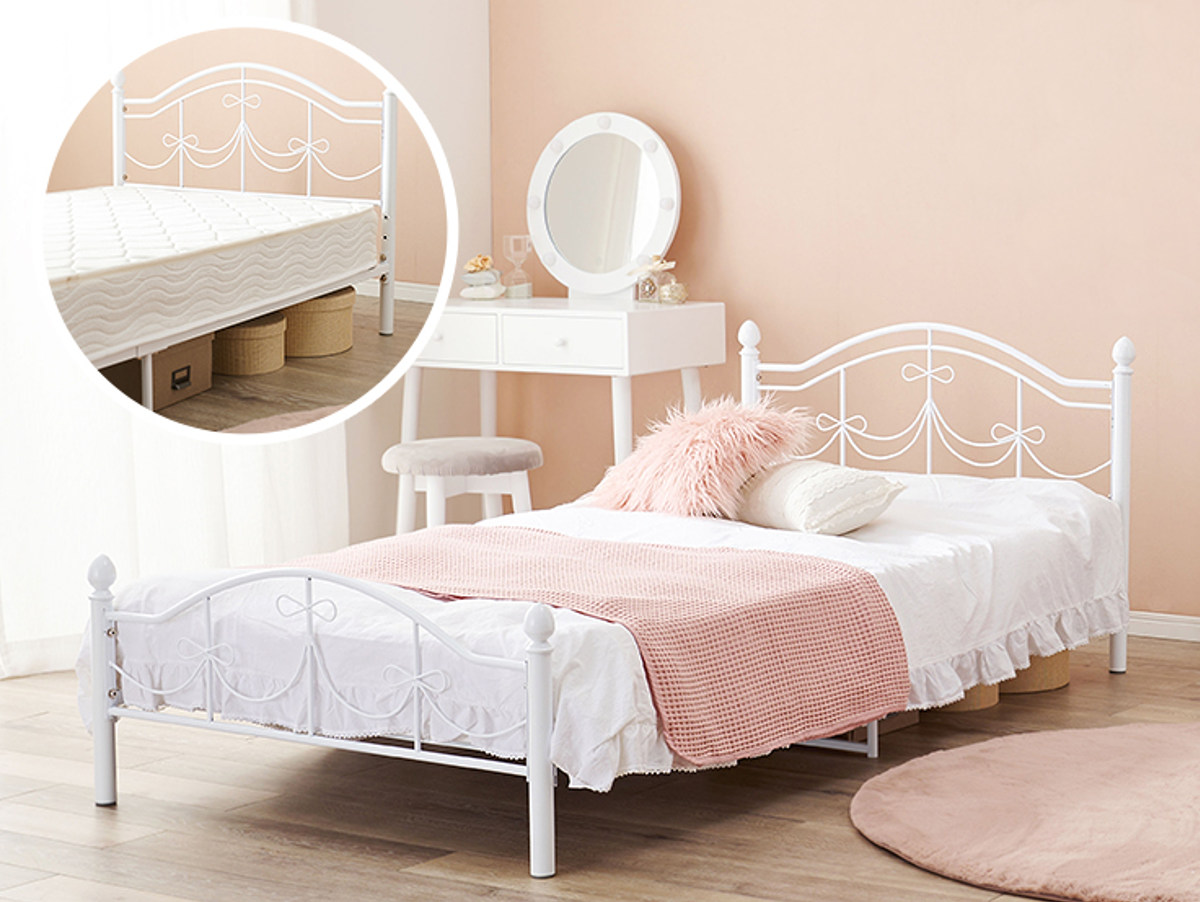 HAGiHARA（萩原） ベッド シングルベッド ベッドフレーム 姫系 白家具