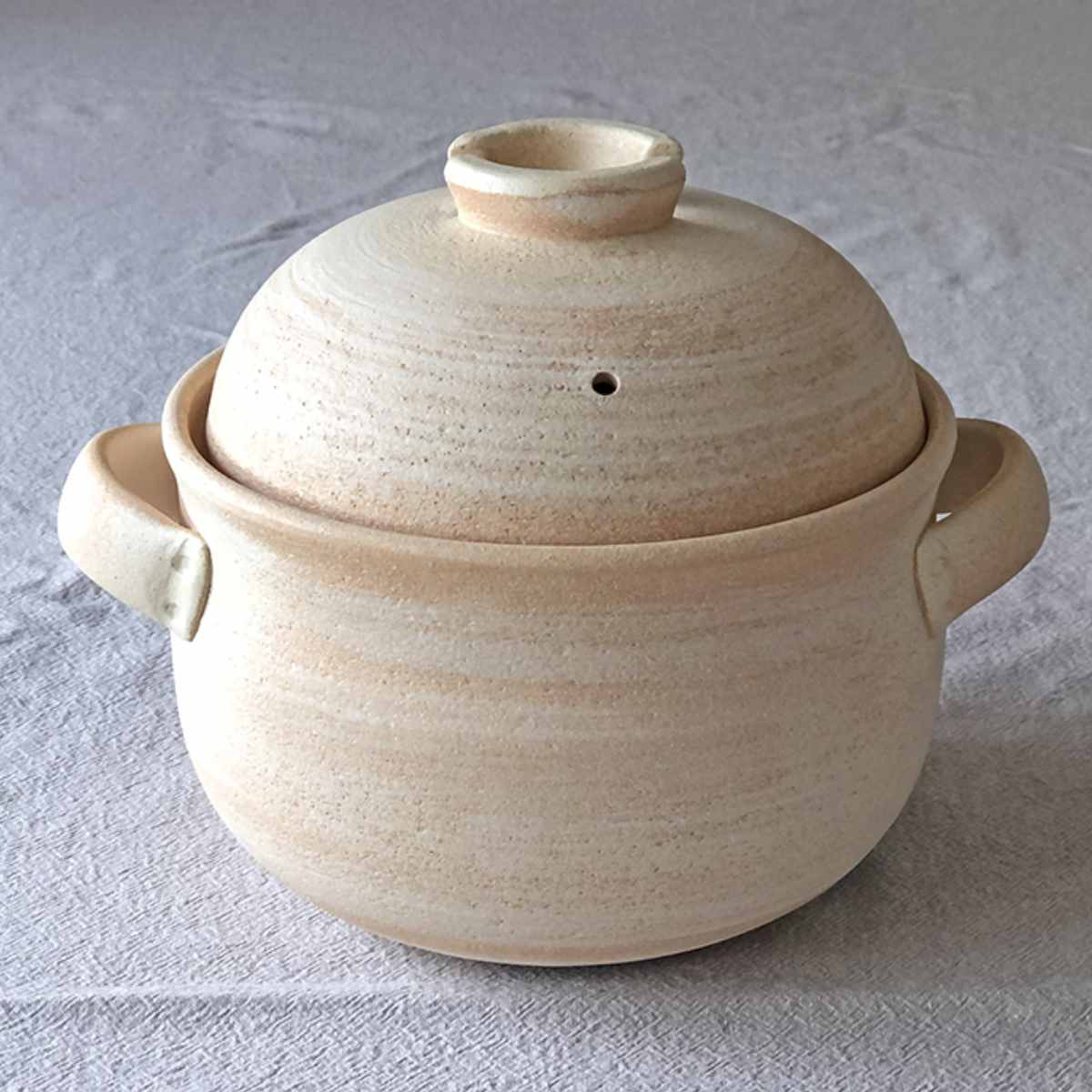 炊飯土鍋 2合 山吹 二重蓋 萬古焼 日本製 （ ガス火対応 炊飯 両手鍋