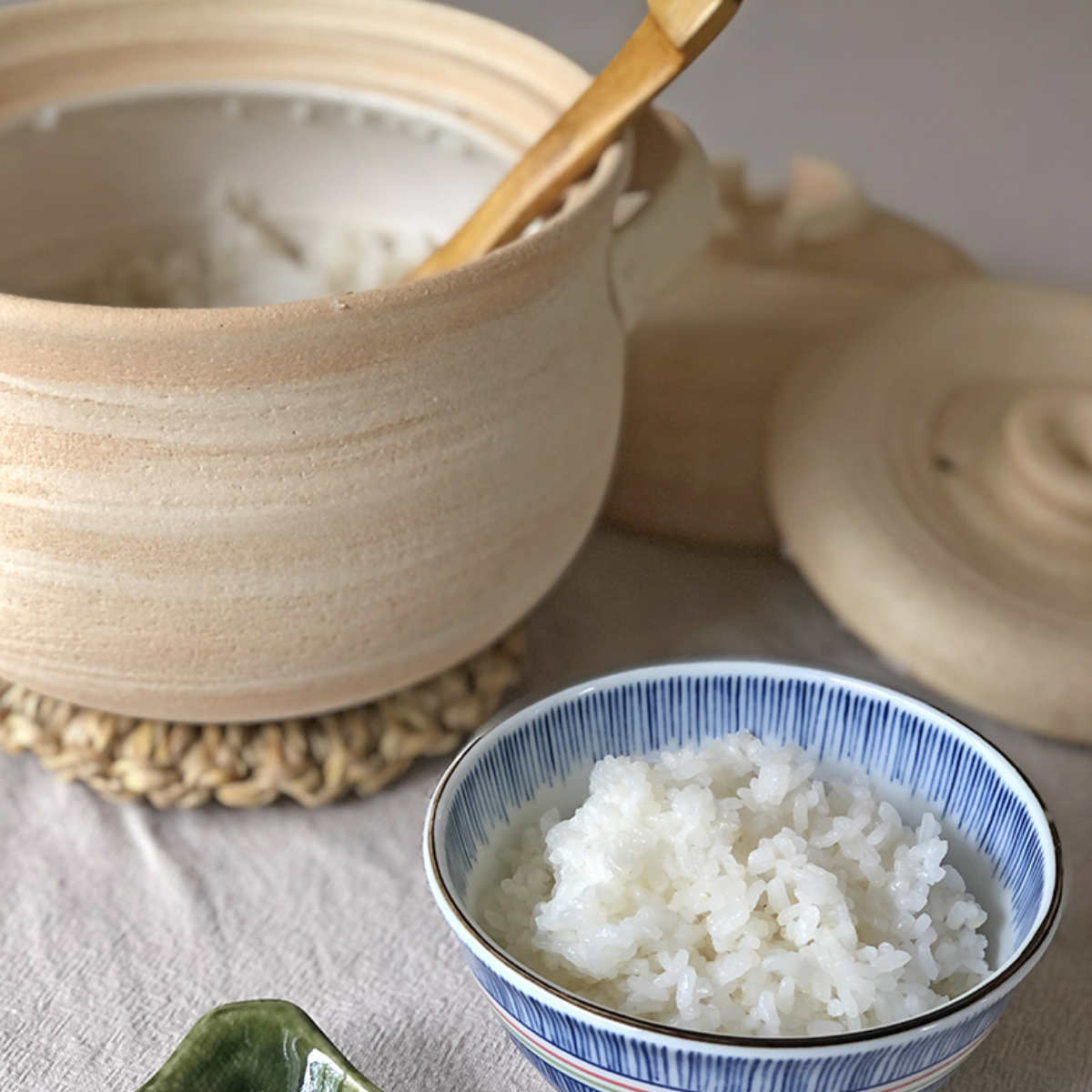 炊飯土鍋 2合 山吹 二重蓋 萬古焼 日本製 （ ガス火対応 炊飯 両手鍋