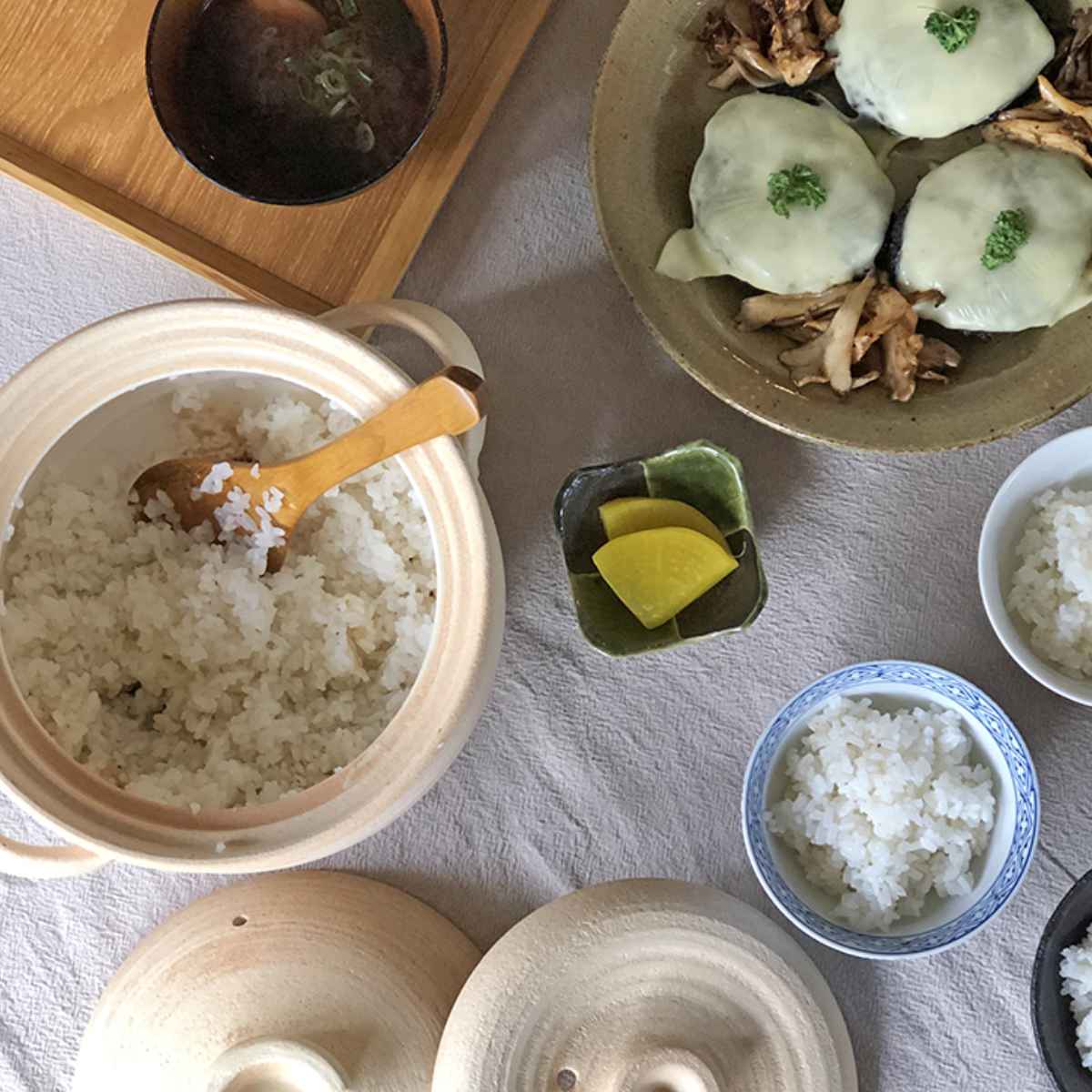 炊飯土鍋 2合 山吹 二重蓋 萬古焼 日本製 （ ガス火対応 炊飯 両手鍋