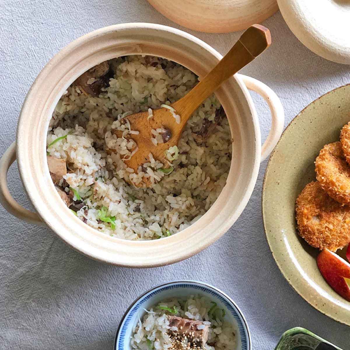 炊飯土鍋 2合 山吹 二重蓋 萬古焼 日本製 （ ガス火対応 炊飯 両手鍋