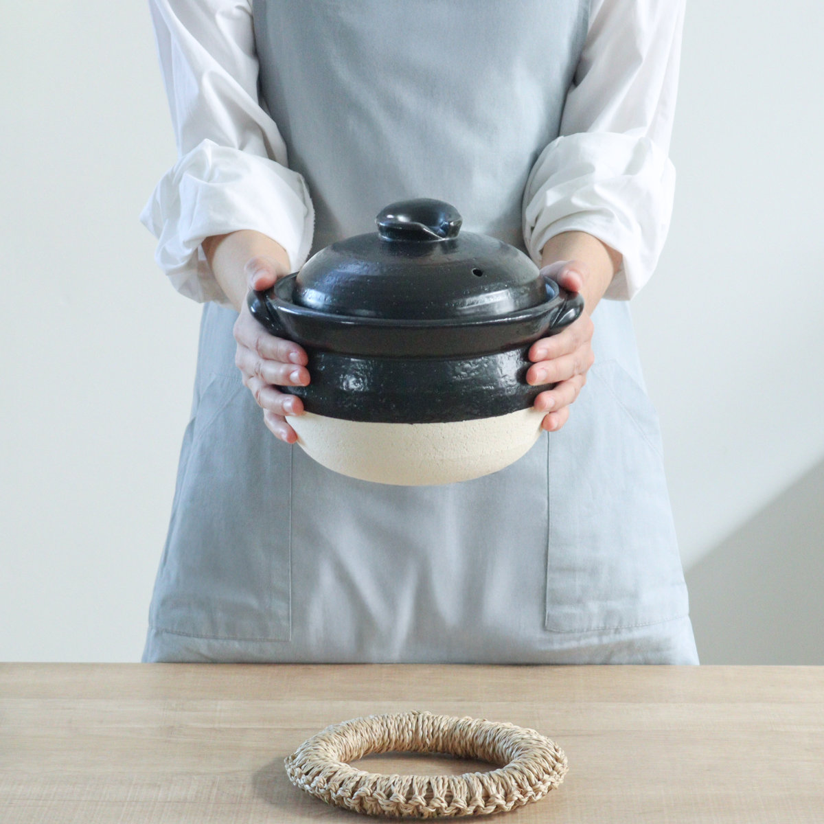 炊飯土鍋 3合 絶品ごはん鍋 中蓋付き 萬古焼 日本製 （ ガス火対応