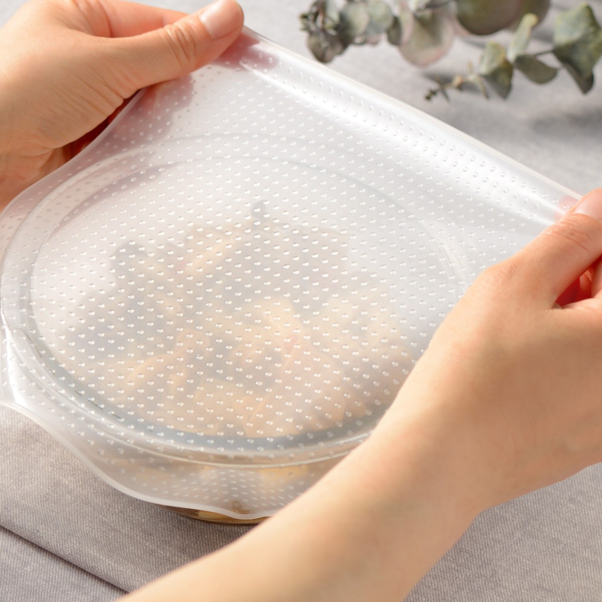 シリコンラップ 4枚セット 角型 ラクーニ ( エコラップ 食品ラップ ラップ シリコン蓋 電子レンジ対応 食洗機対応 抗菌加工 ) 関連画像2