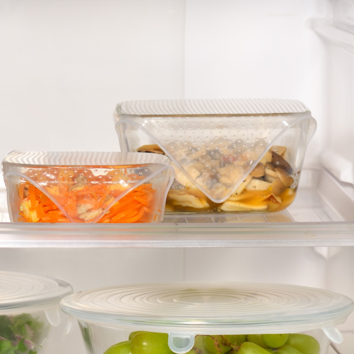 シリコンラップ 4枚セット 角型 ラクーニ ( エコラップ 食品ラップ ラップ シリコン蓋 電子レンジ対応 食洗機対応 抗菌加工 ) 関連画像3