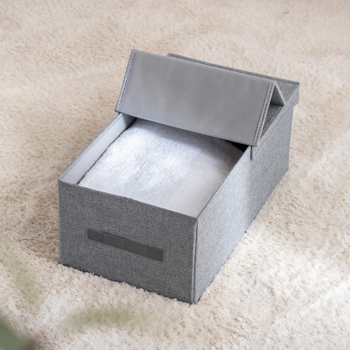 収納ボックス S ハーフオープン フィッツファブリック 幅29×奥行51×高さ20cm （ 収納ケース 衣装ケース フタ付き 取っ手付き クローゼット 収納 Fits 天馬 ） | Fits | 15