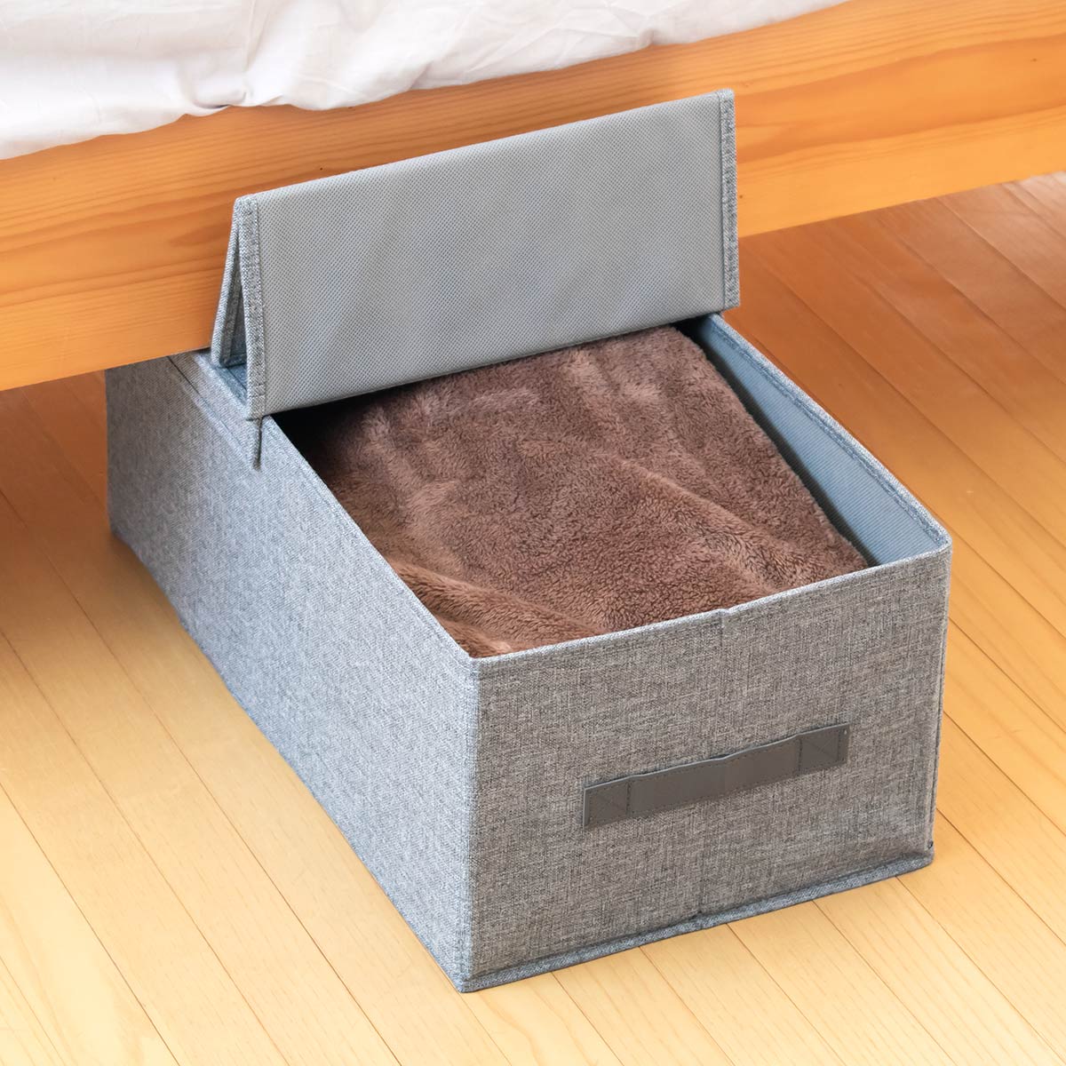 収納ボックス S ハーフオープン フィッツファブリック 幅29×奥行51×高さ20cm （ 収納ケース 衣装ケース フタ付き 取っ手付き クローゼット 収納 Fits 天馬 ） | Fits | 04