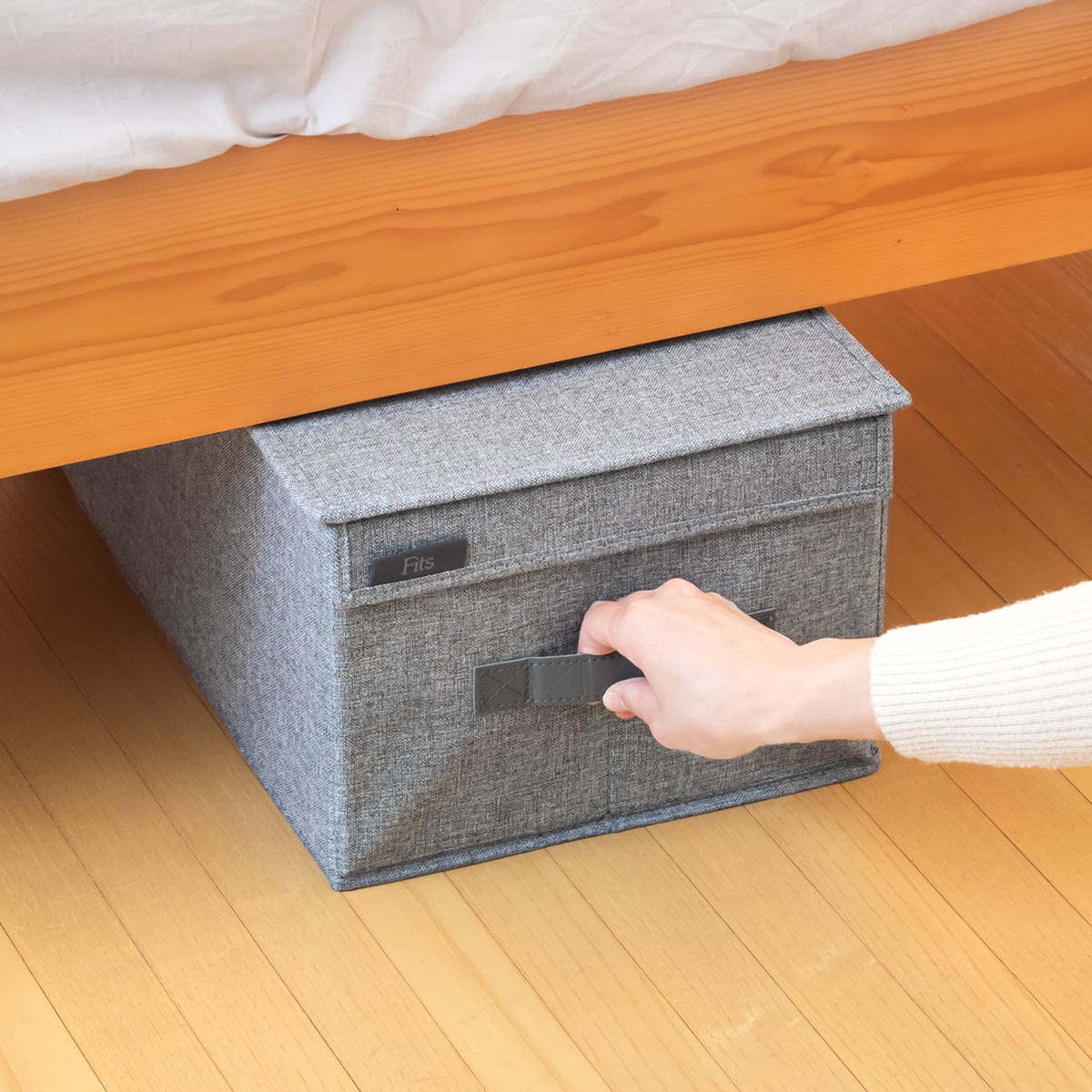収納ボックス S ハーフオープン フィッツファブリック 幅29×奥行51×高さ20cm （ 収納ケース 衣装ケース フタ付き 取っ手付き クローゼット 収納 Fits 天馬 ） | Fits | 05